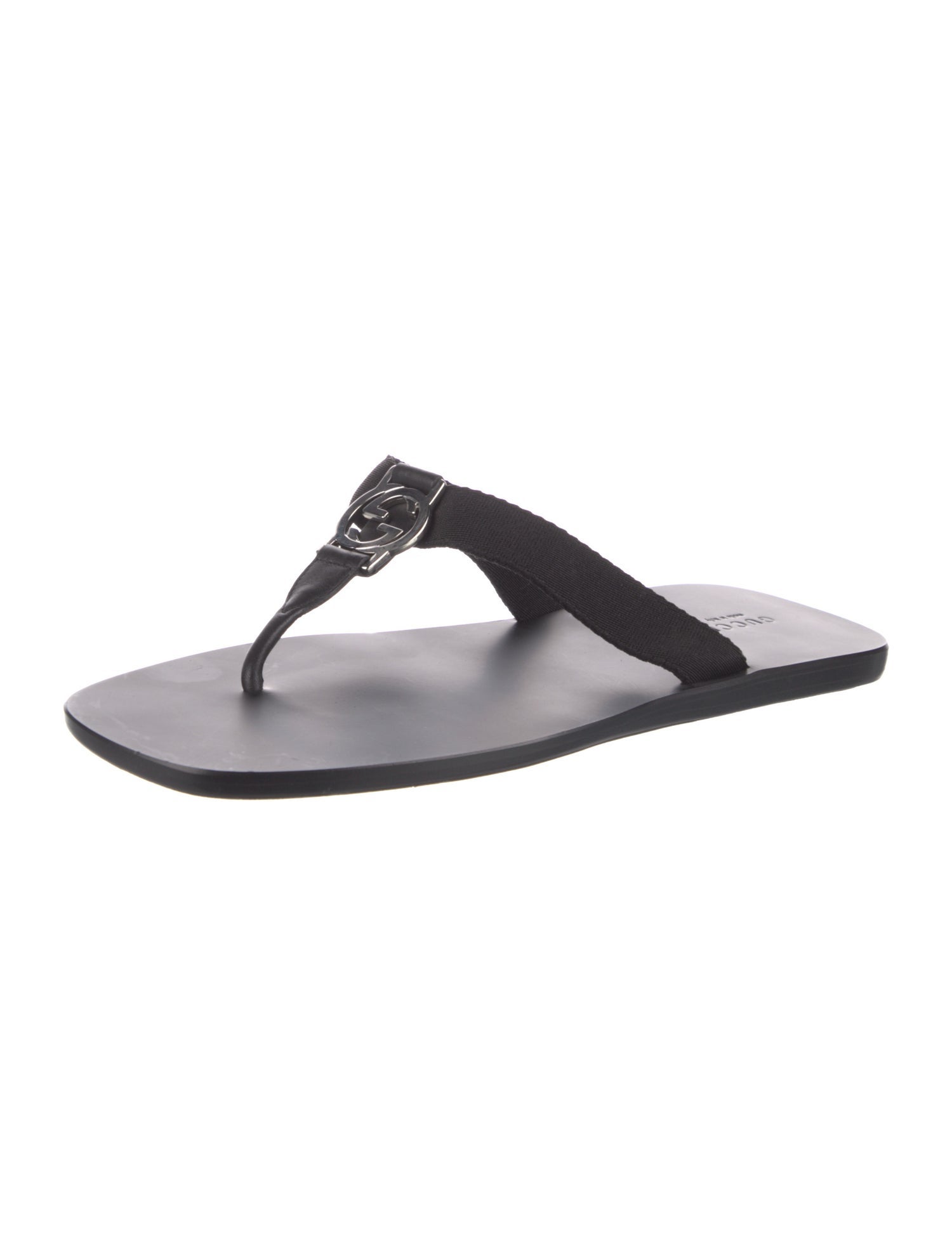 Gucci Interlocking G Logo Leather T-Strap Sandals