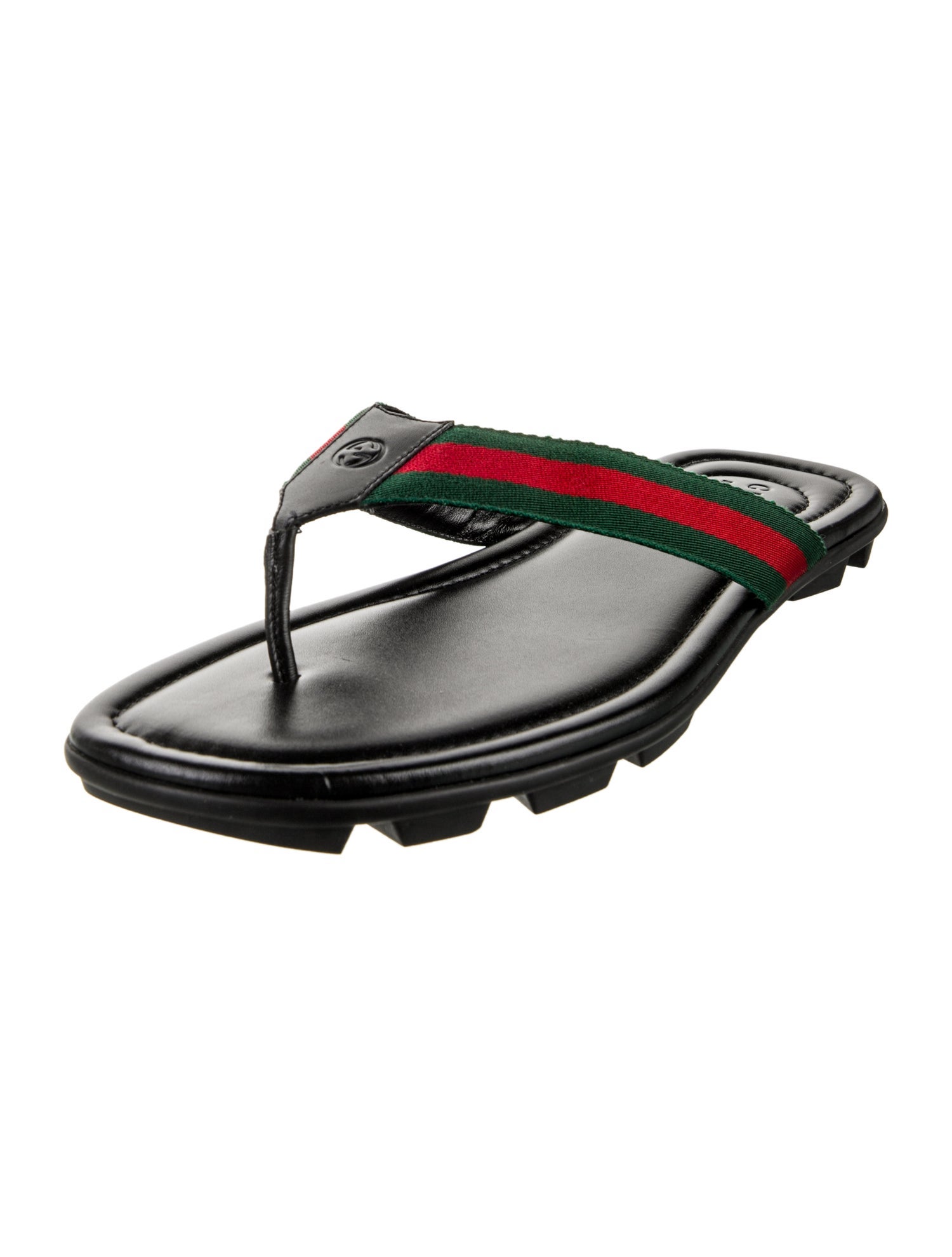 Gucci Web Accent Leather Sandals