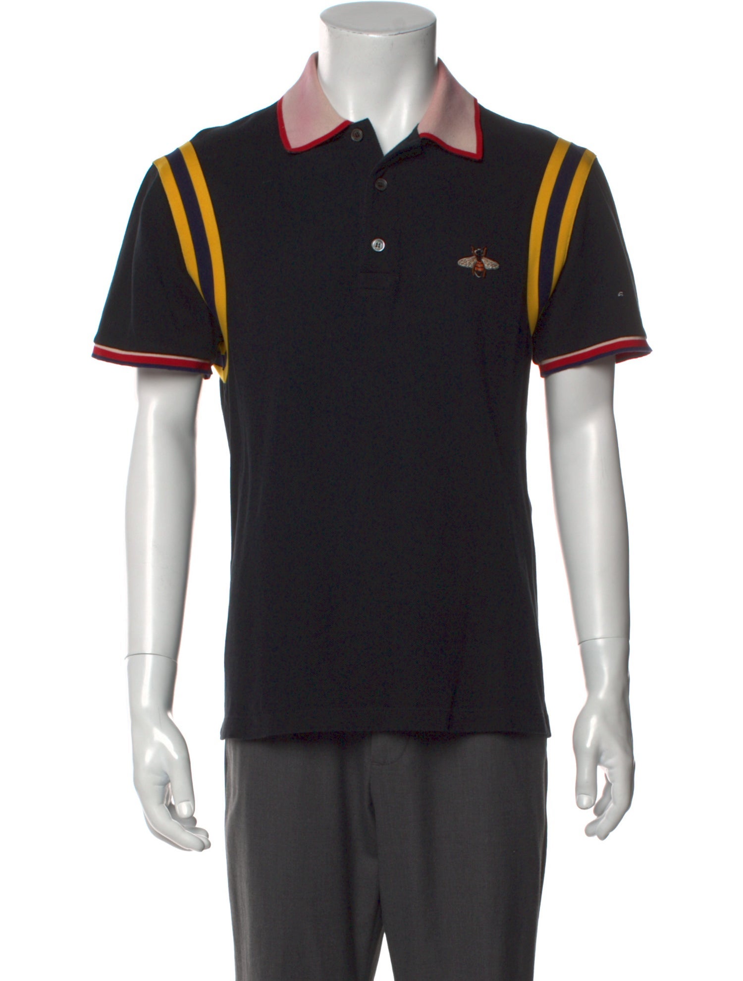 Gucci Bee Accent Striped Polo Shirt