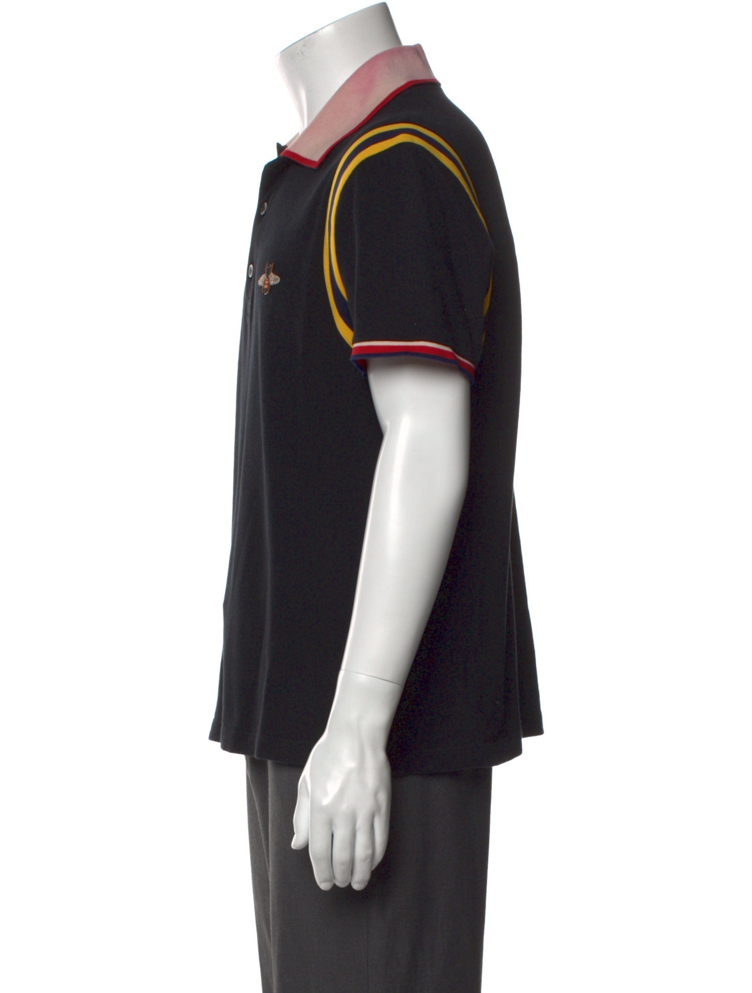 Gucci Bee Accent Striped Polo Shirt
