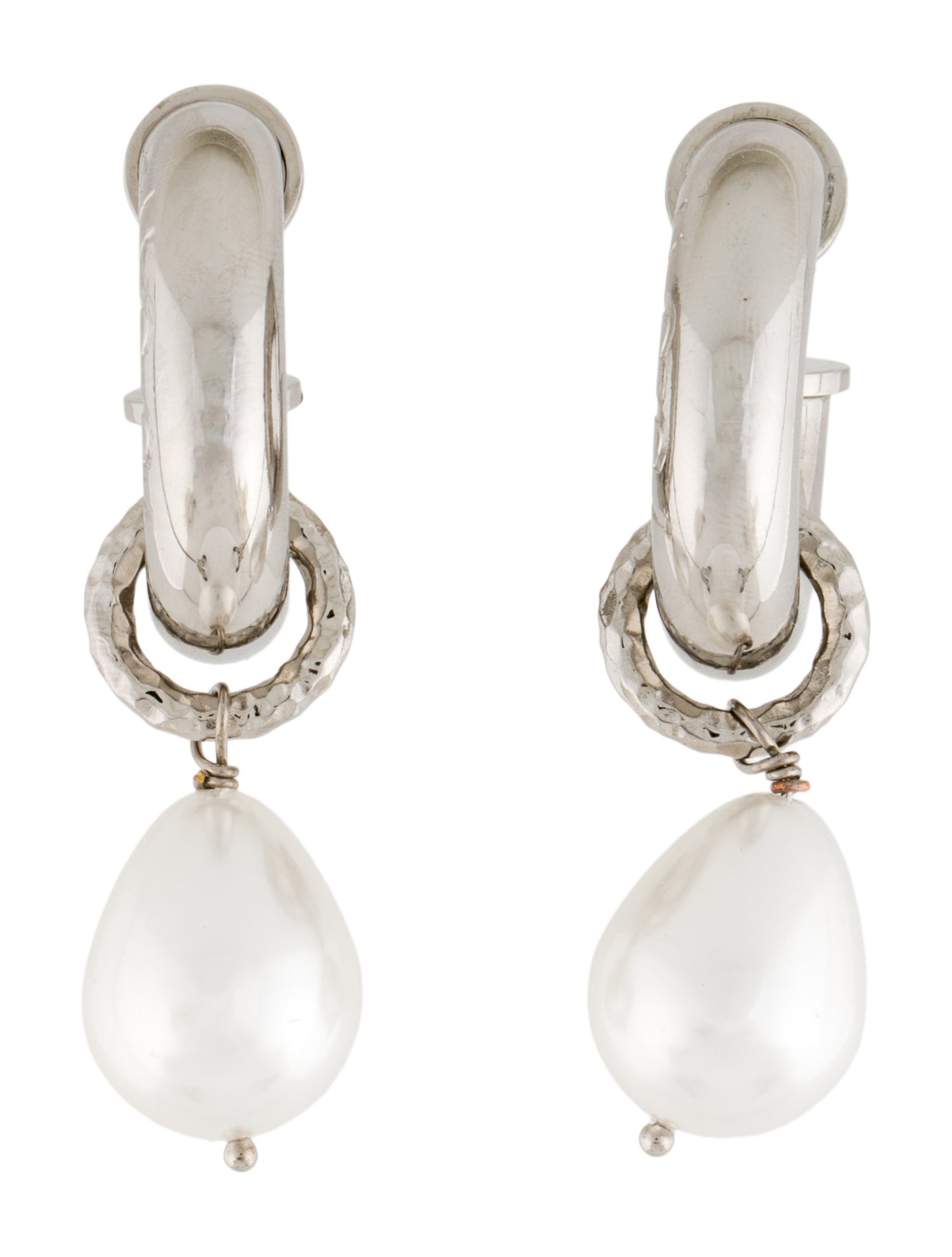 Gucci Faux Pearl Charm Hoop Earrings