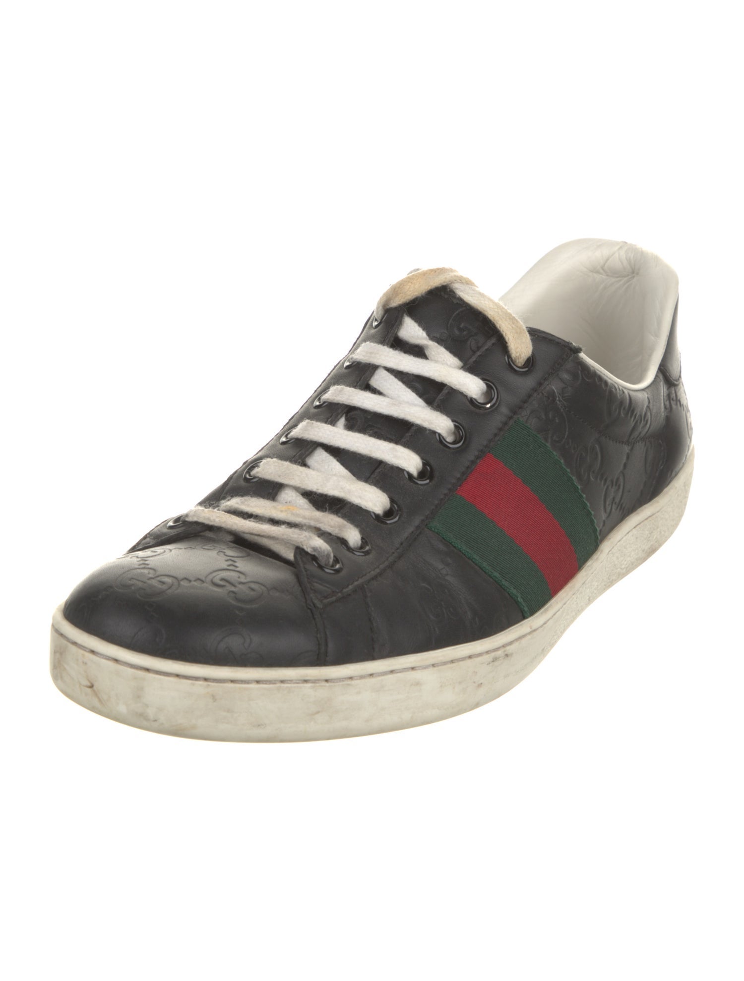 Gucci Web Accent Leather Sneakers