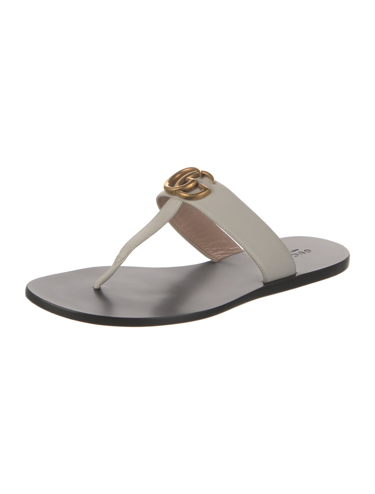 Gucci Double G Logo Leather Slides