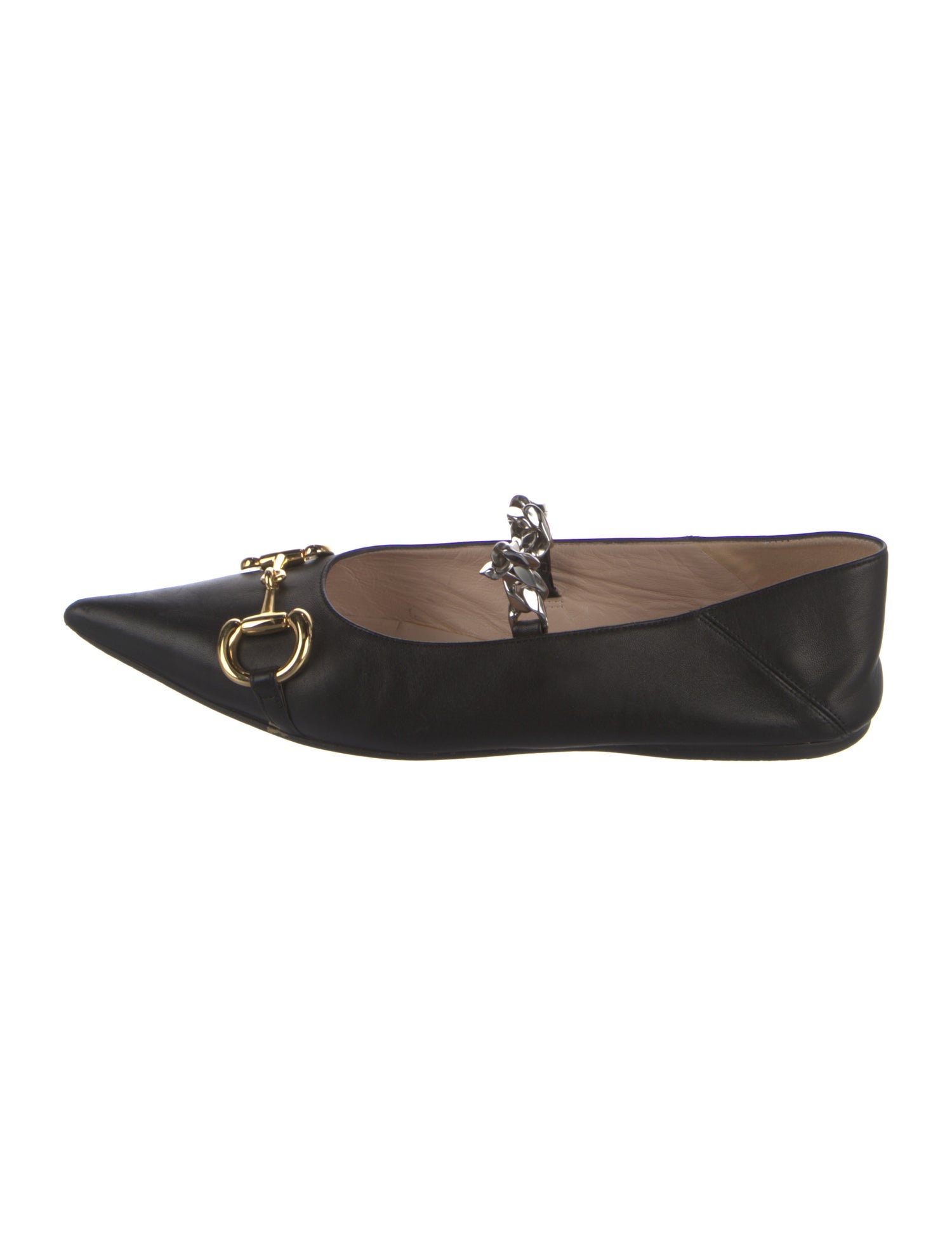 Gucci Horsebit Accent Leather Ballet Flats