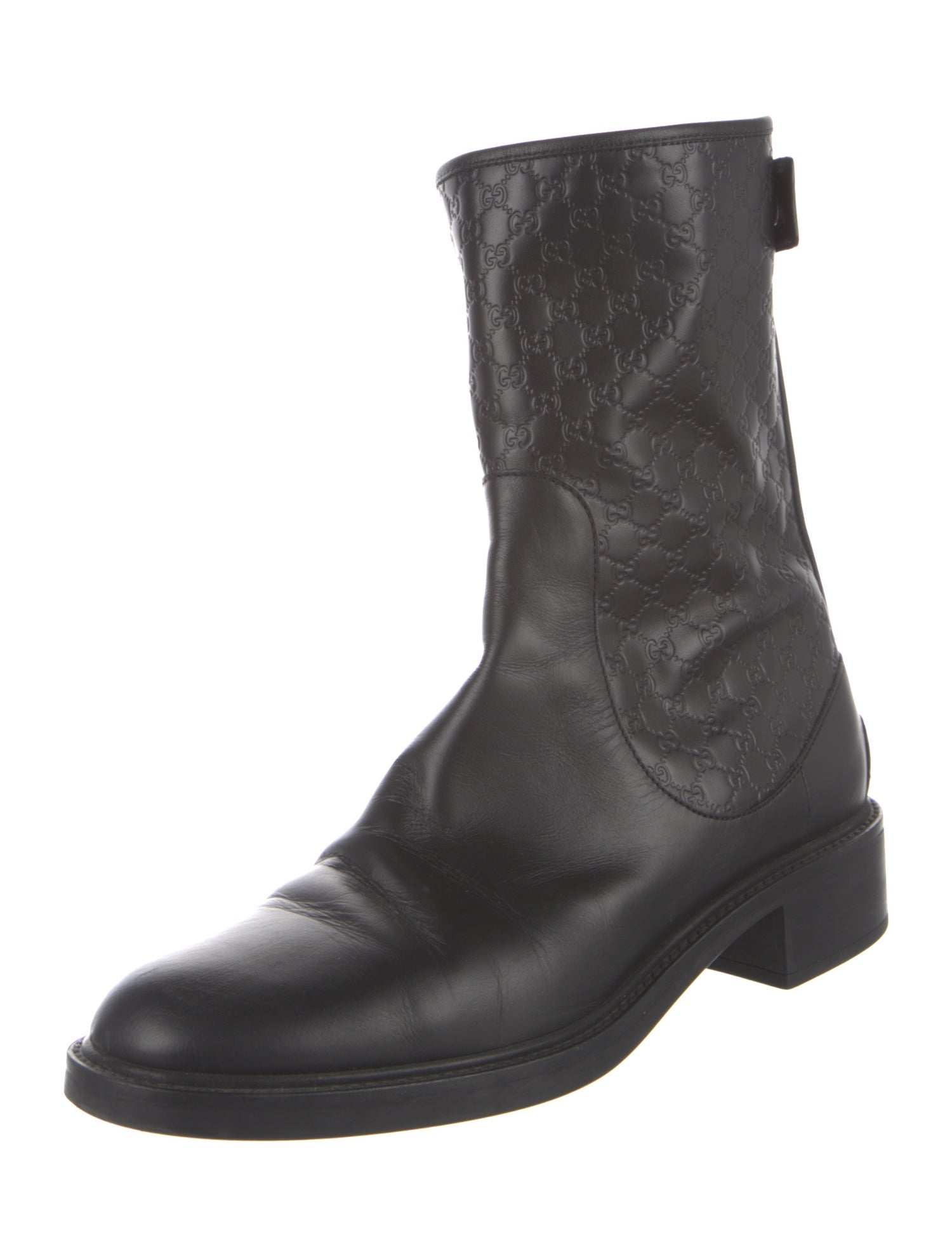 Gucci Microguccissima Pattern Leather Moto Boots