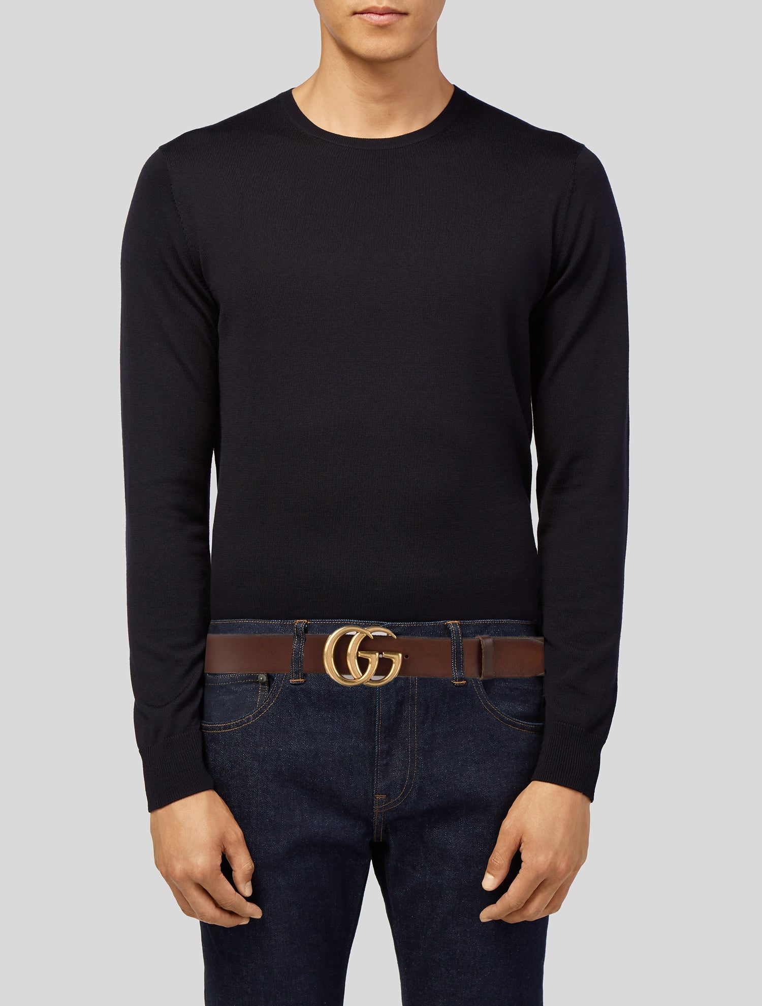 Gucci Double G Logo Leather Belt