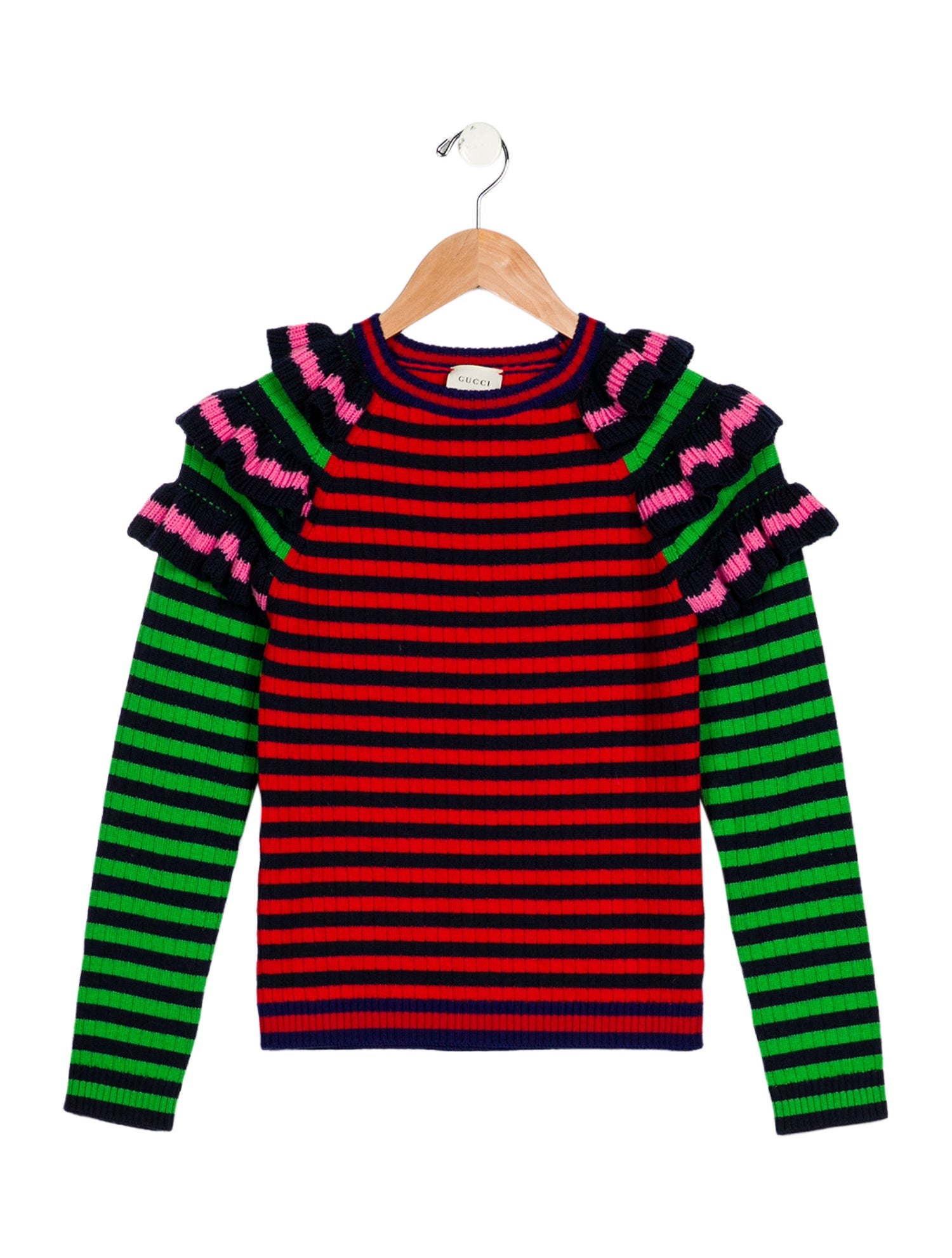 Gucci Gucci girls ruffled striped wool sweater