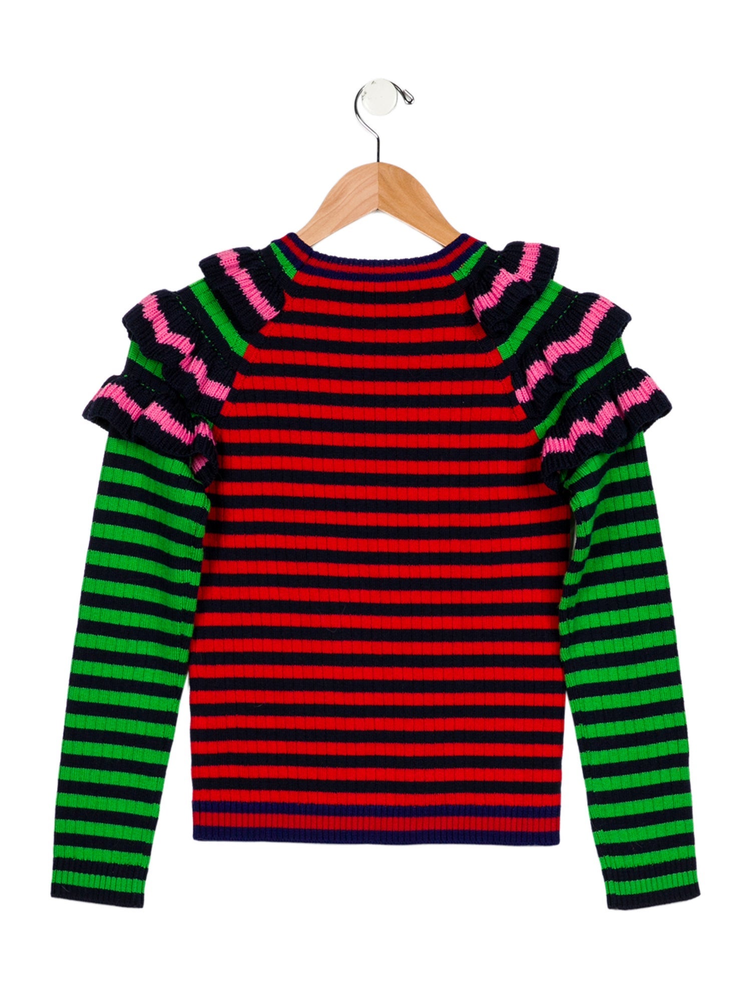 Gucci Gucci girls ruffled striped wool sweater