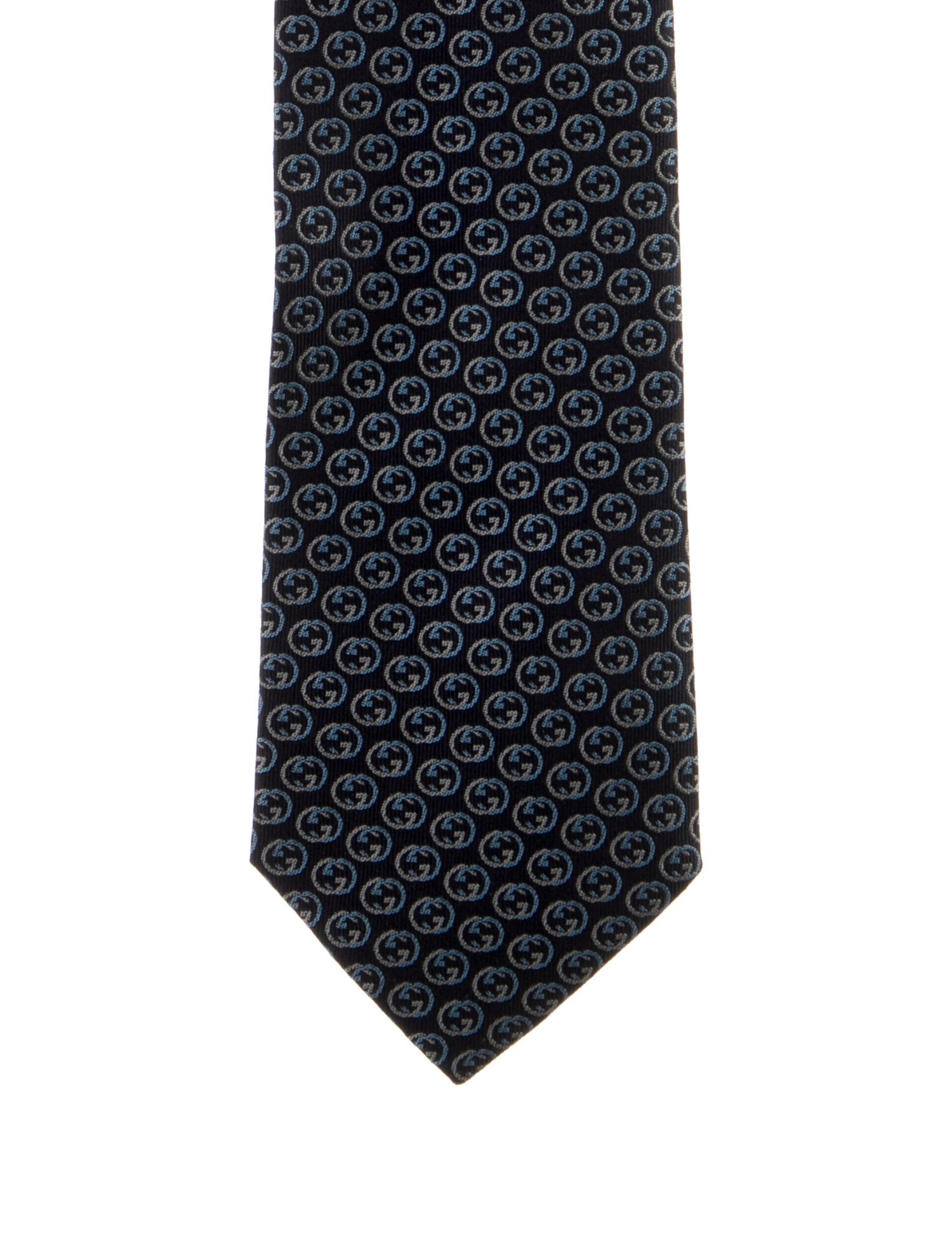 Gucci Blue Pattern Print Silk Tie