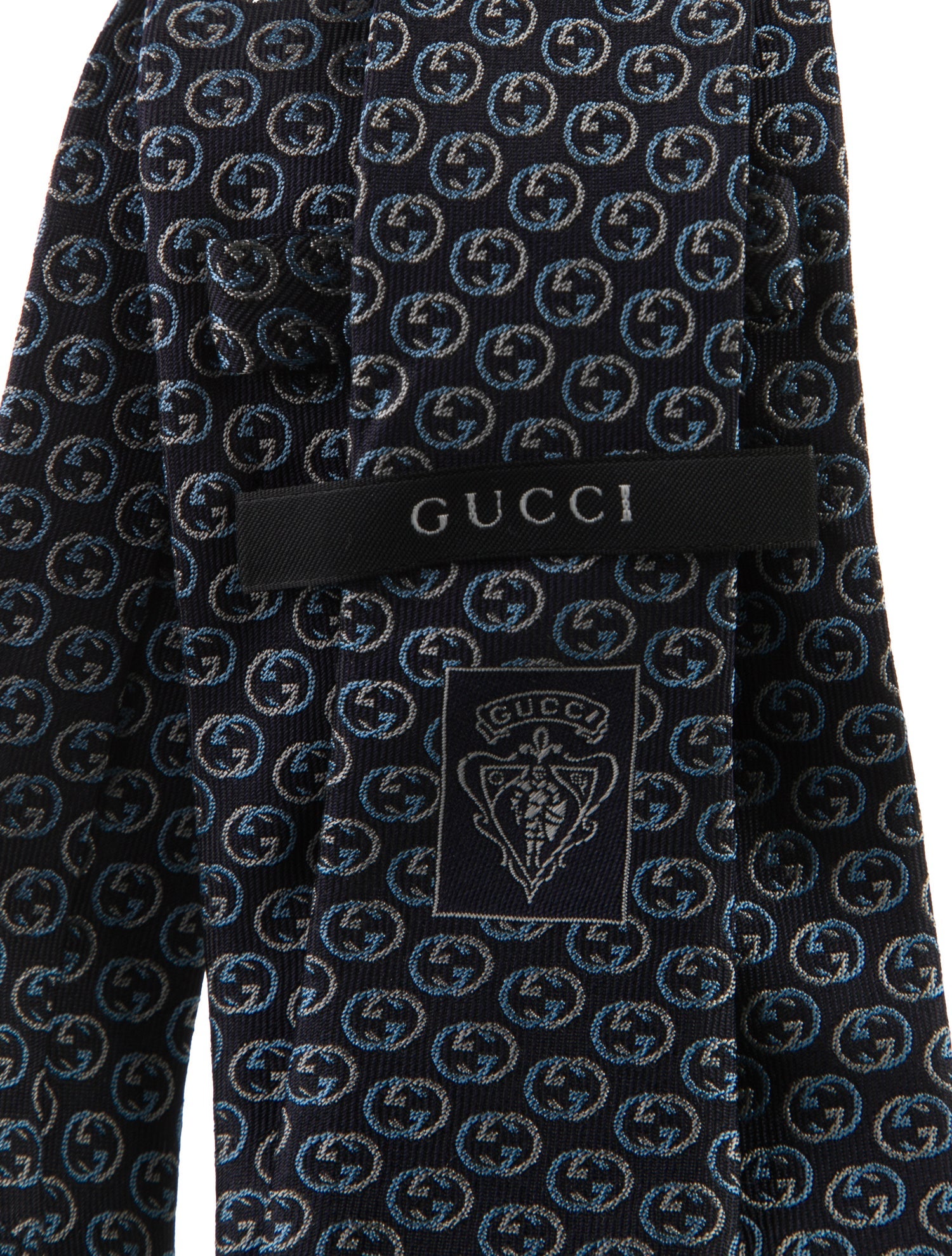 Gucci Blue Pattern Print Silk Tie