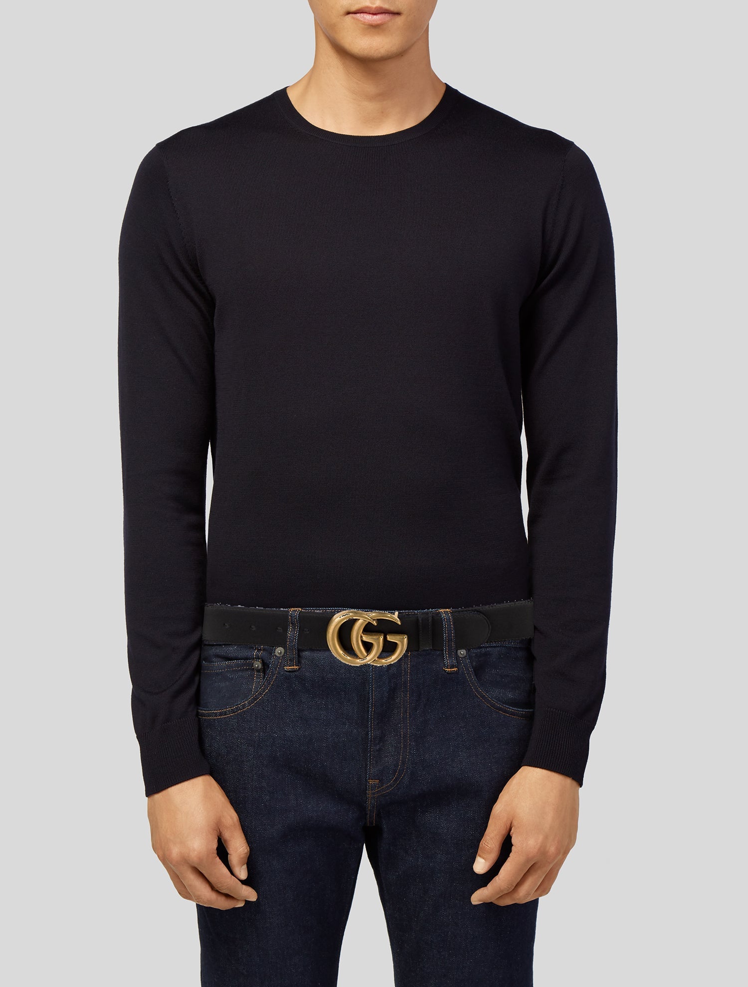 Gucci Double G Logo Leather Waist Belt