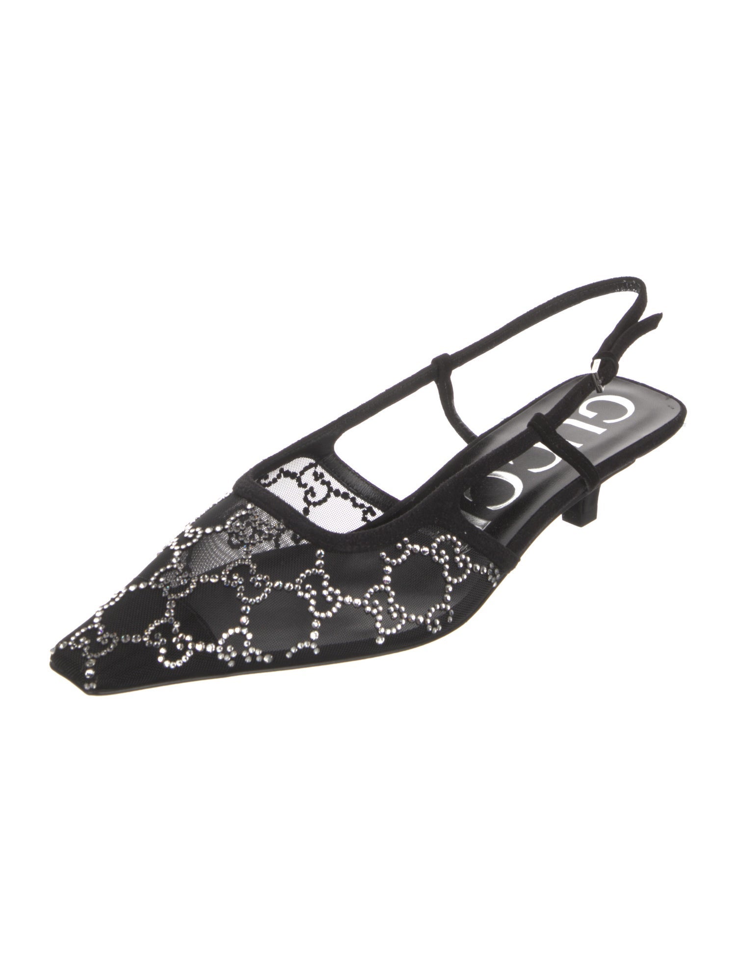 Gucci Lace Mesh Accents Slingback Pumps