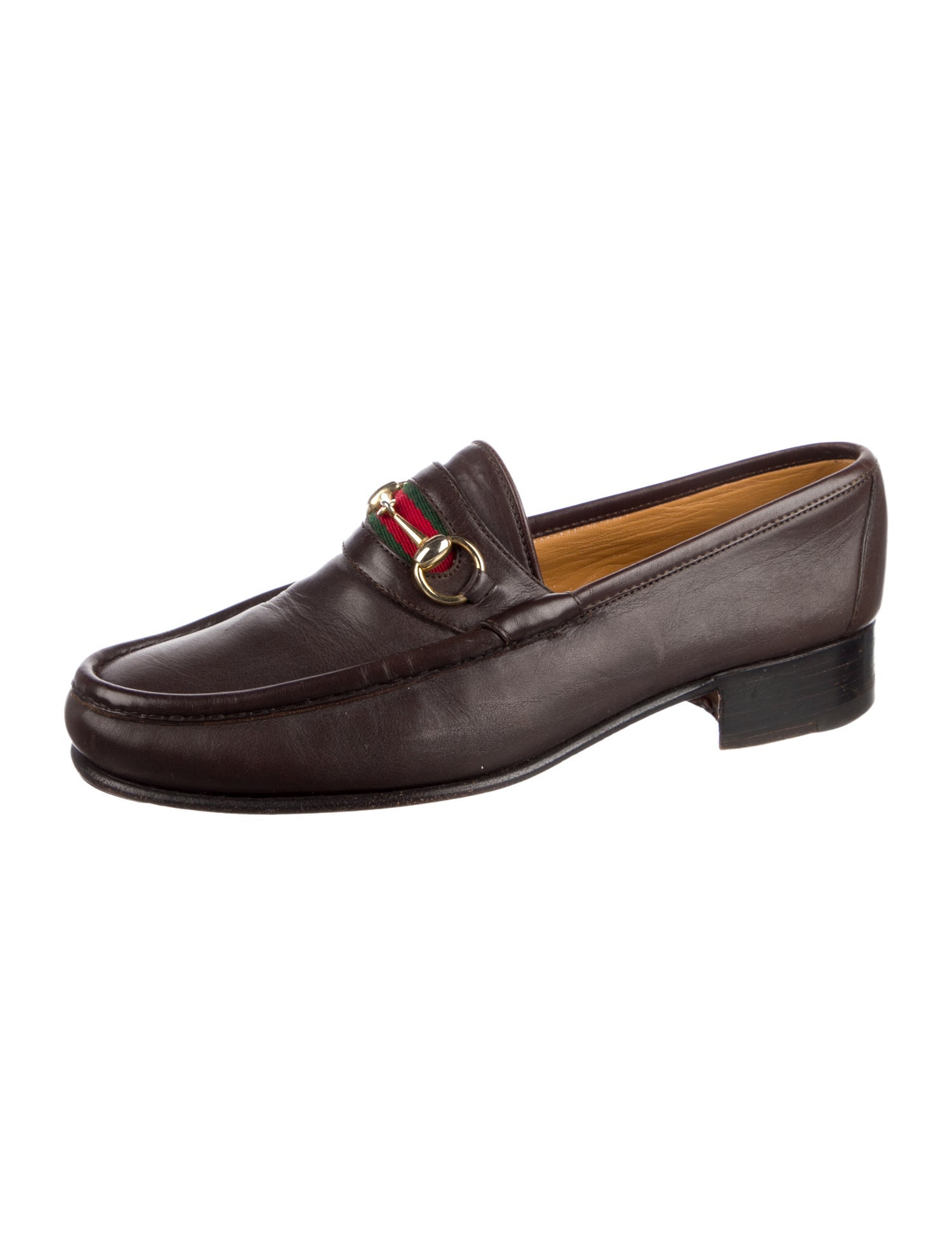 Gucci Web Accent Leather Dress Loafers