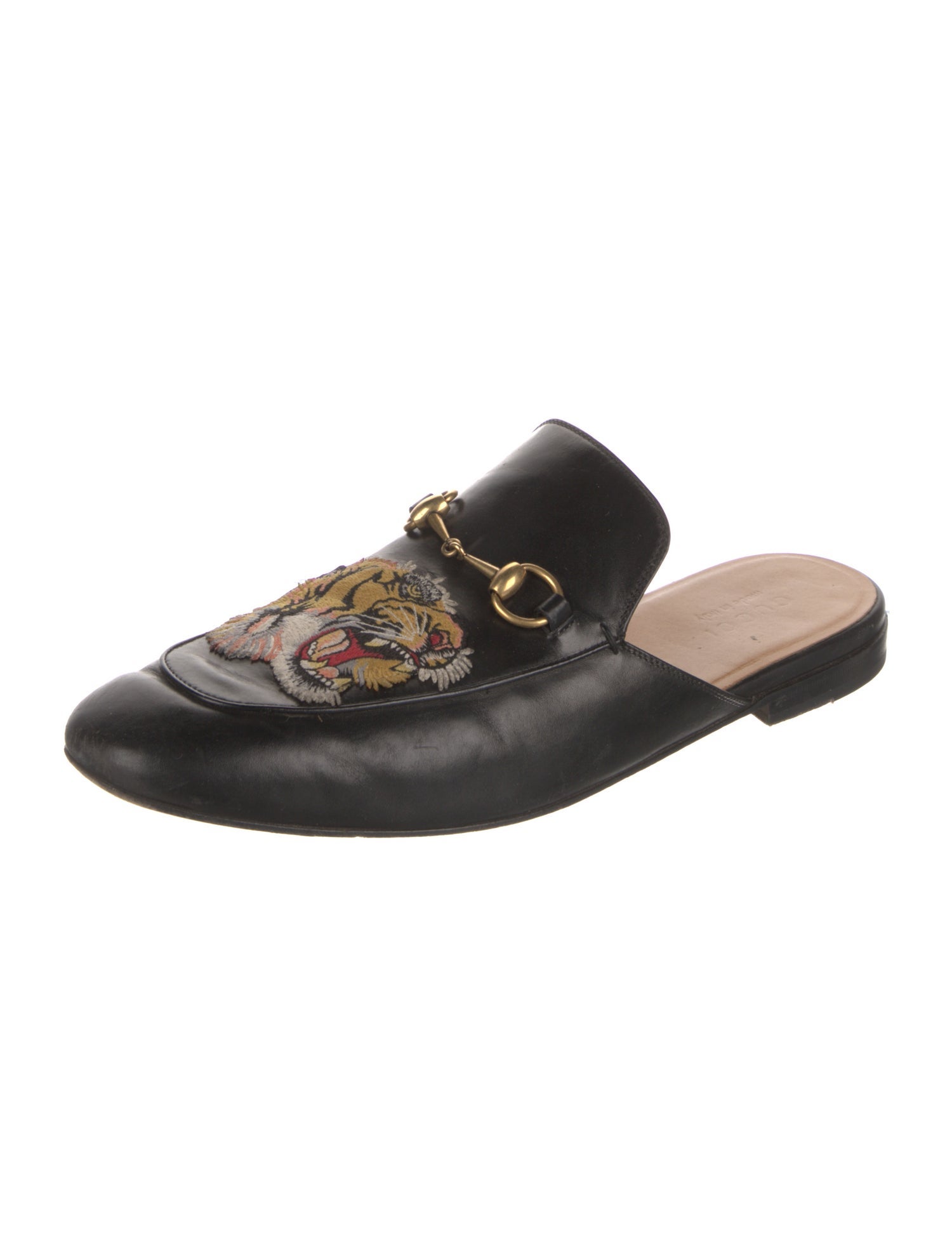 Gucci Horsebit Accent Leather Slippers
