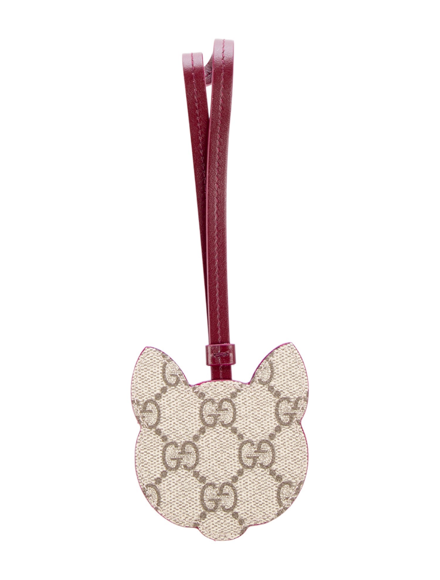 Gucci Leather & Coated Canvas Cat Bag Charm Keychain