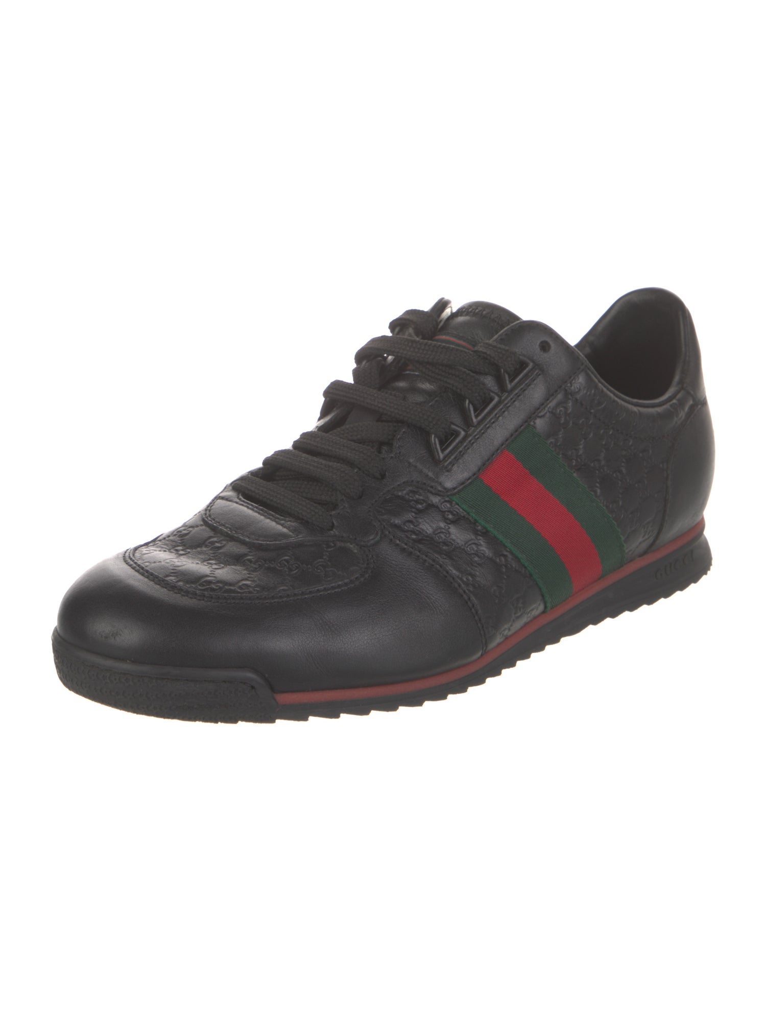 Gucci Web Accent Leather Sneakers