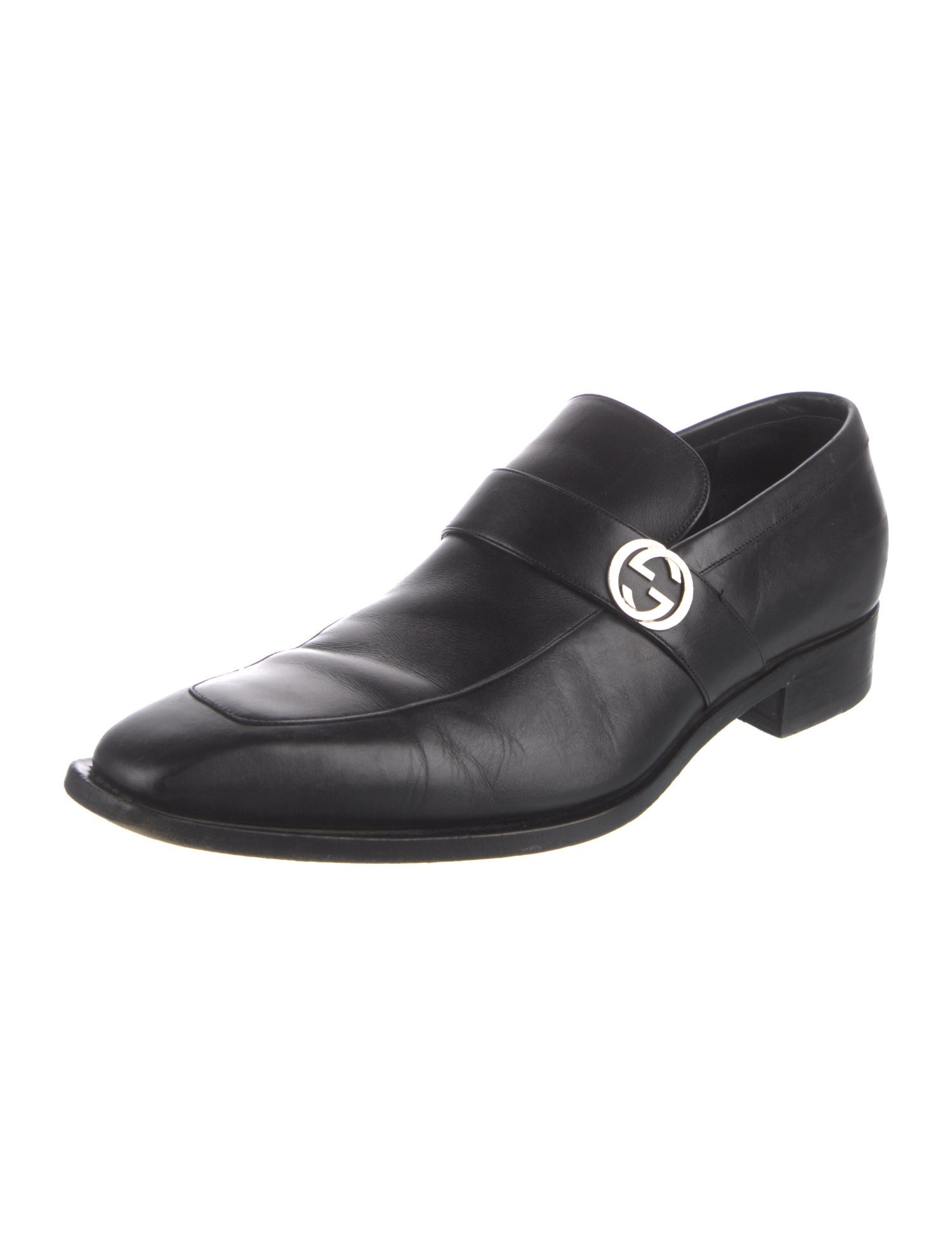 Gucci Interlocking G Logo Leather Dress Loafers
