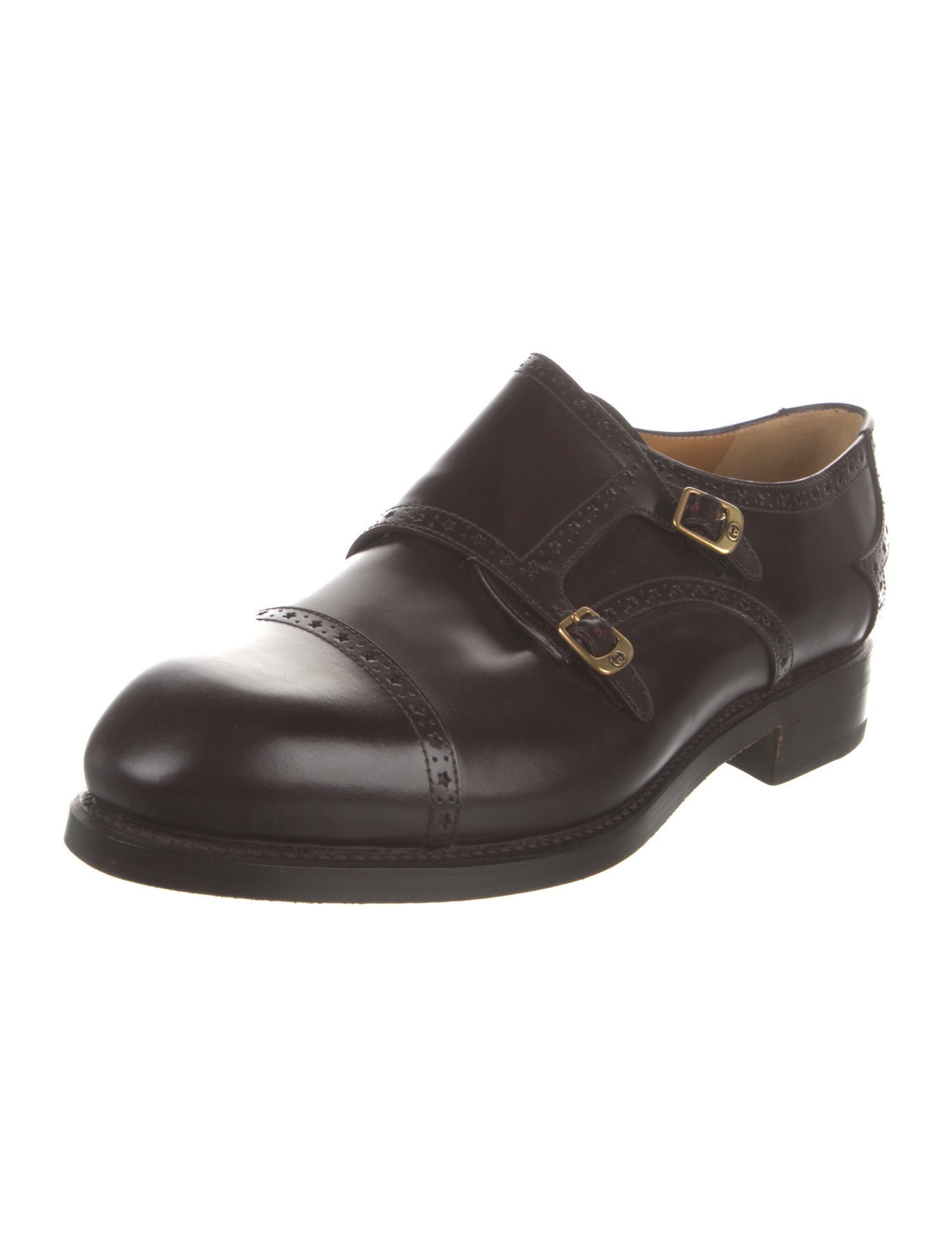 Gucci Leather Lasercut Accents Monk Straps