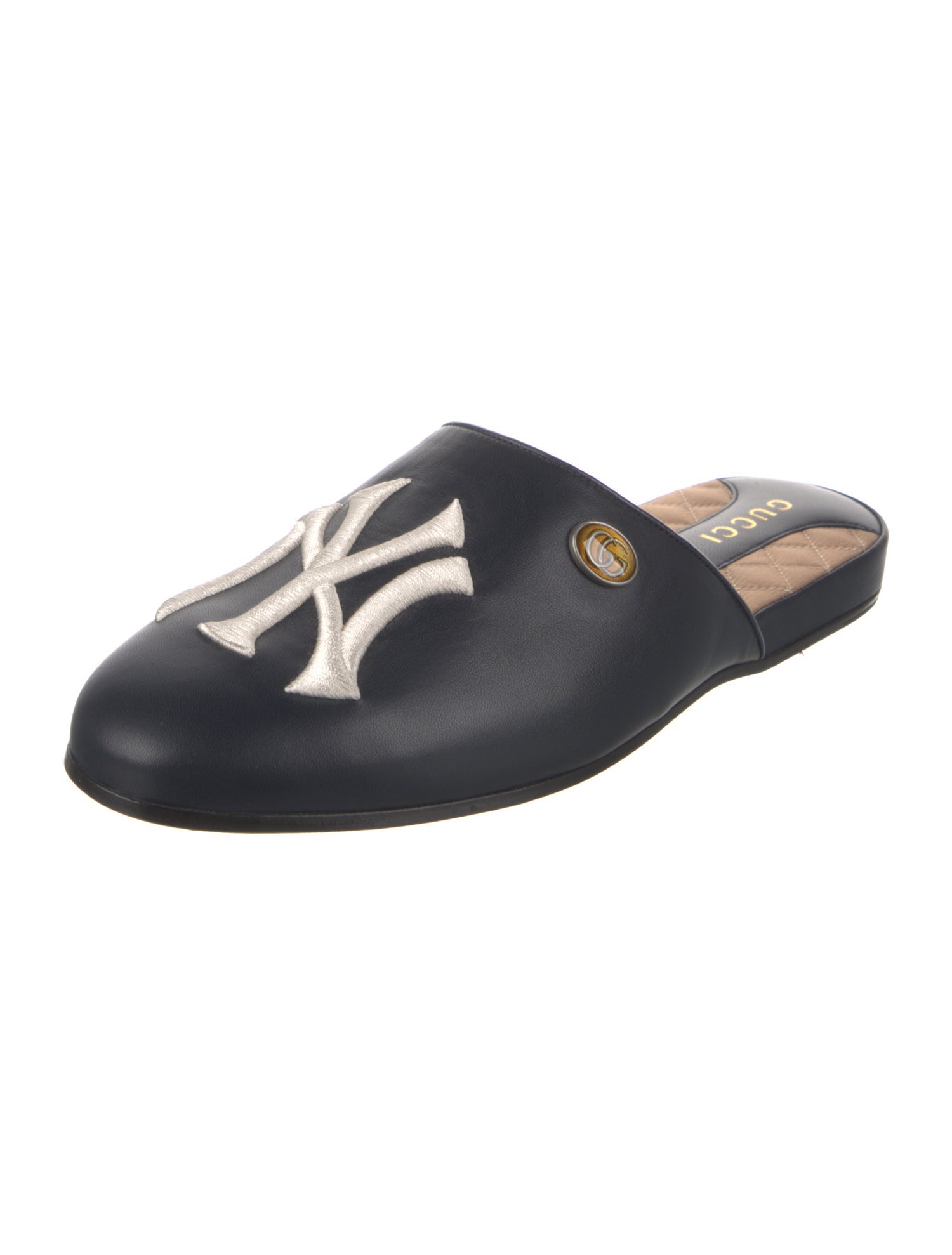 Gucci Web Accent Leather Slippers