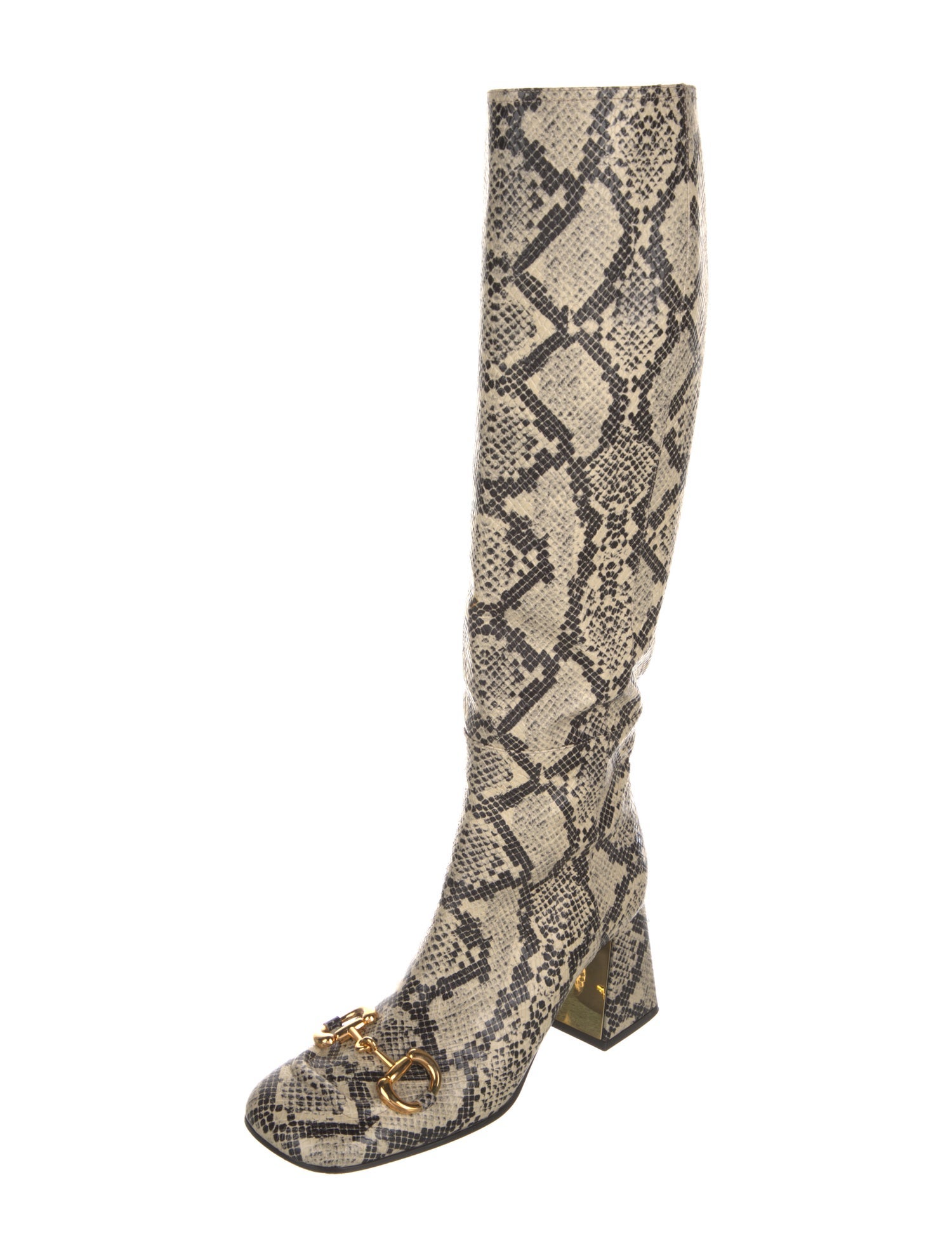 Gucci Horsebit Accent Animal Print Boots