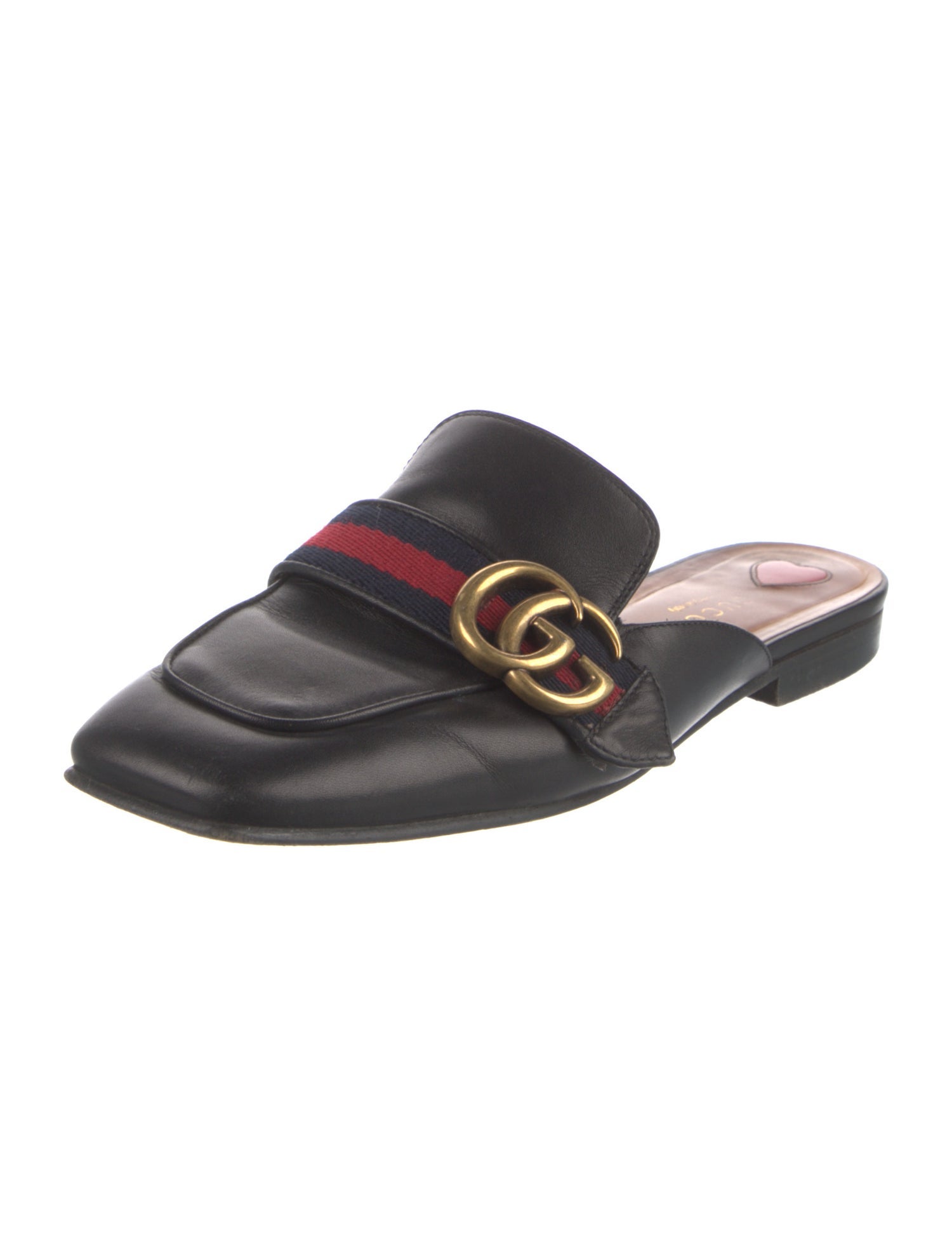 Gucci Double G Logo Leather Mules