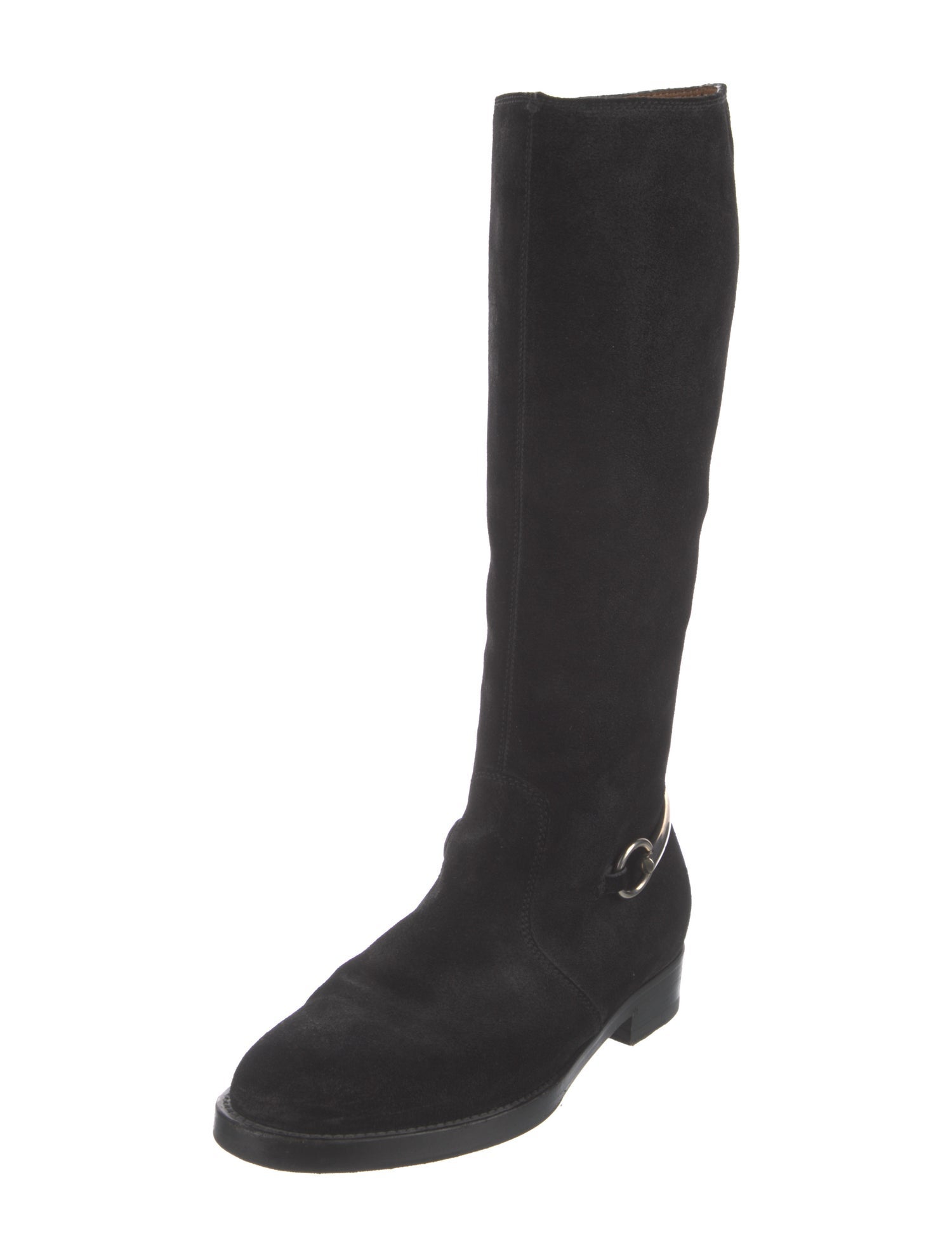 Gucci Horsebit Accent Suede Riding Boots