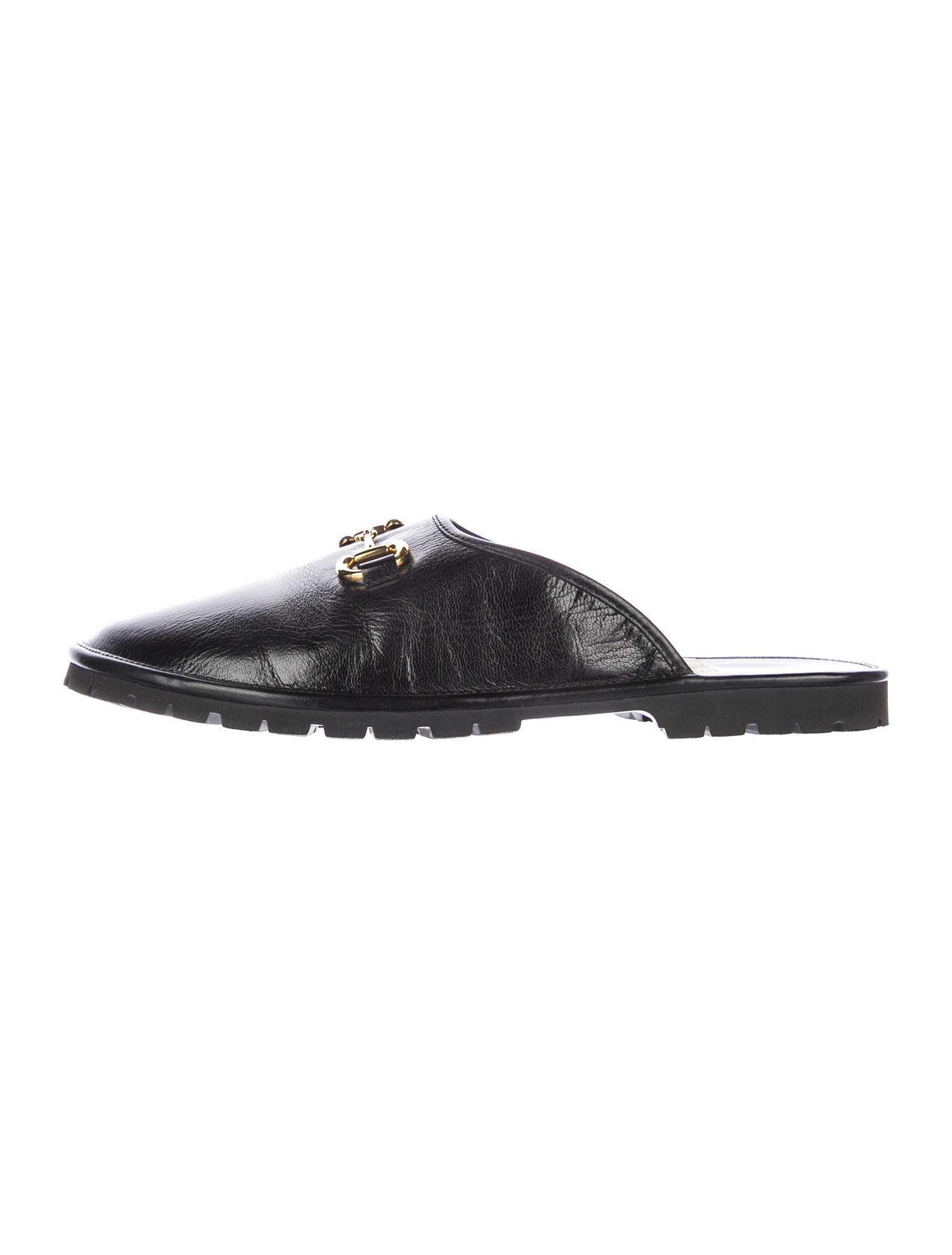 Gucci Horsebit Accent Leather Slippers