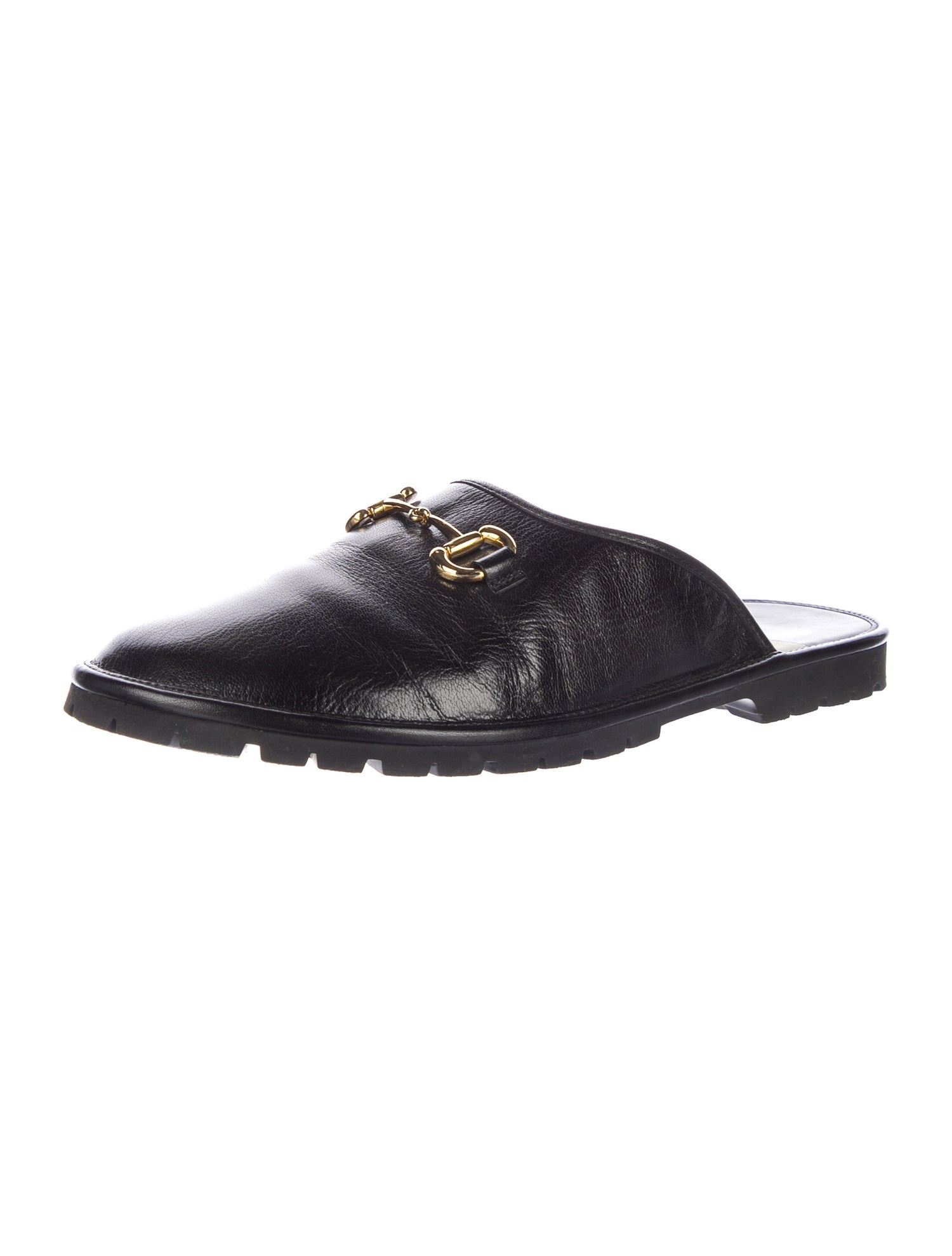 Gucci Horsebit Accent Leather Slippers
