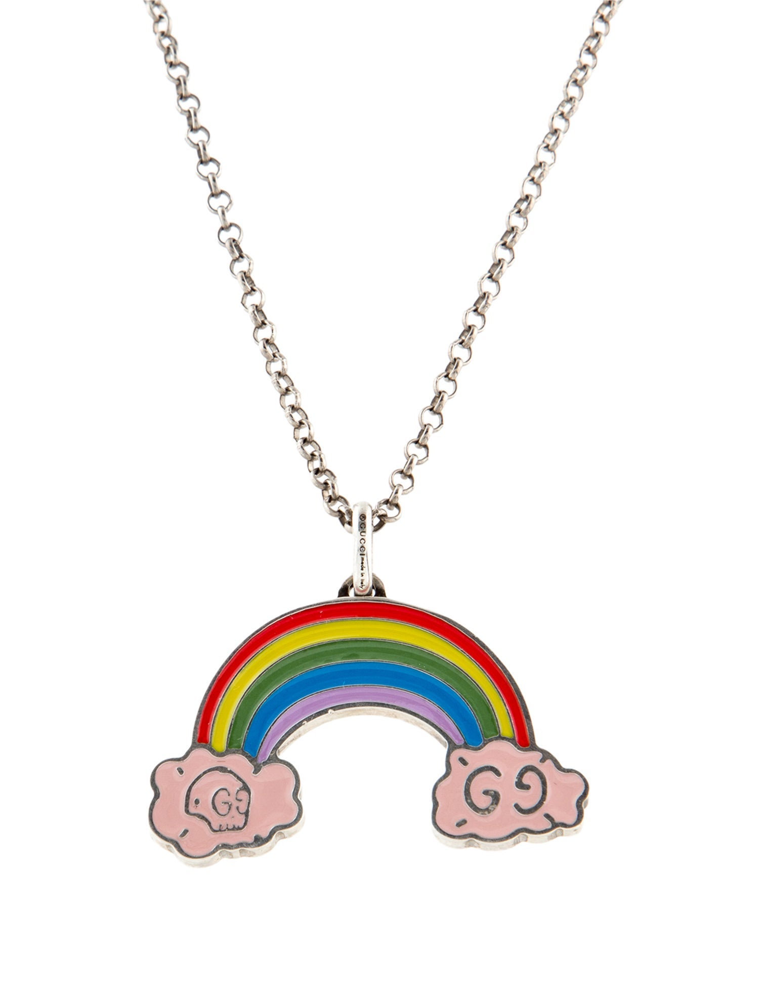 Gucci Ghost Enamel Rainbow Pendant Necklace