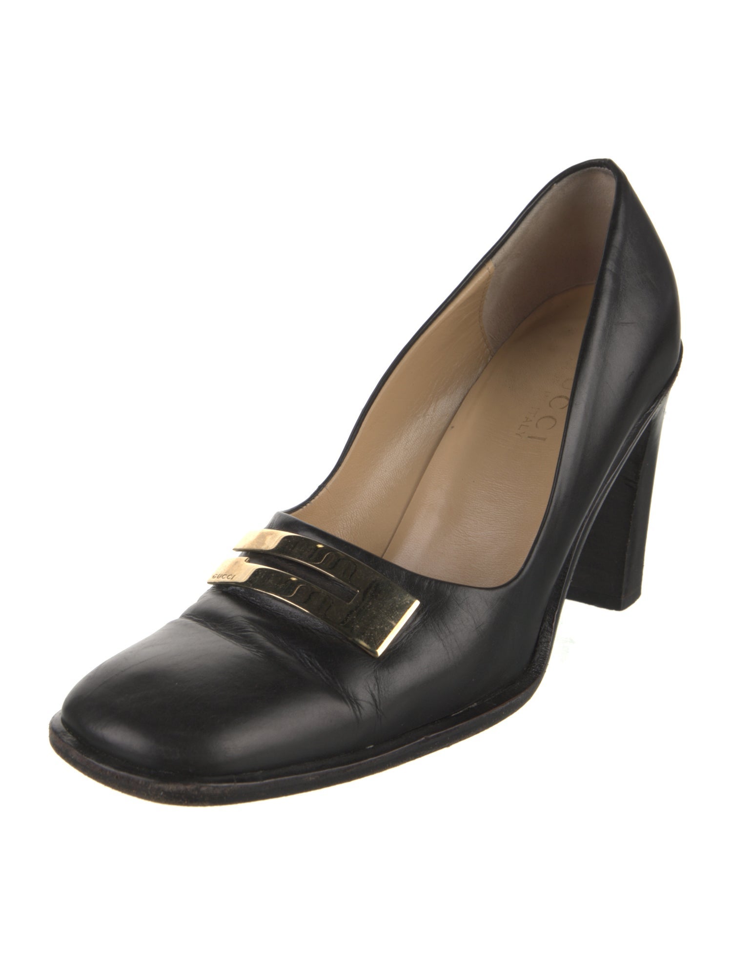Gucci Leather Pleated Accents Pumps