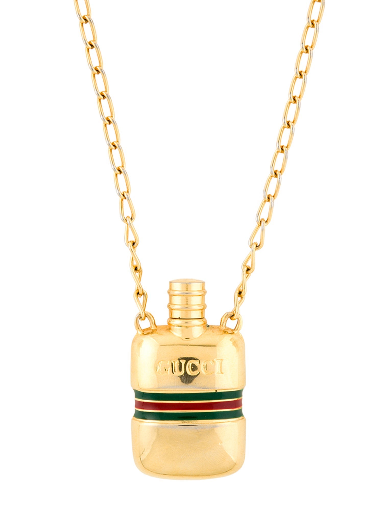 Gucci Enamel Perfume Bottle Pendant Necklace