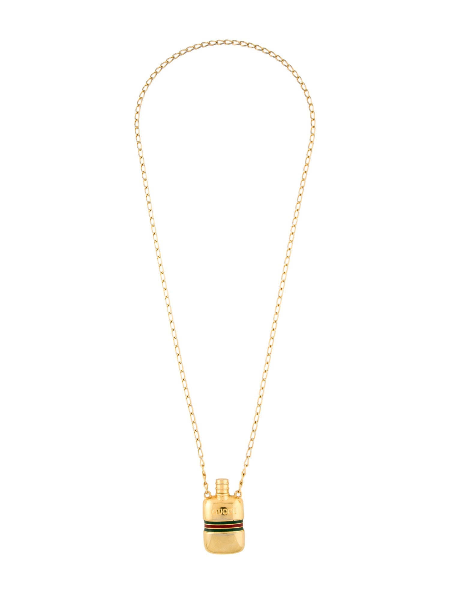 Gucci Enamel Perfume Bottle Pendant Necklace
