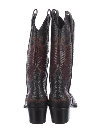 Gucci Python Colorblock Pattern Western Boots