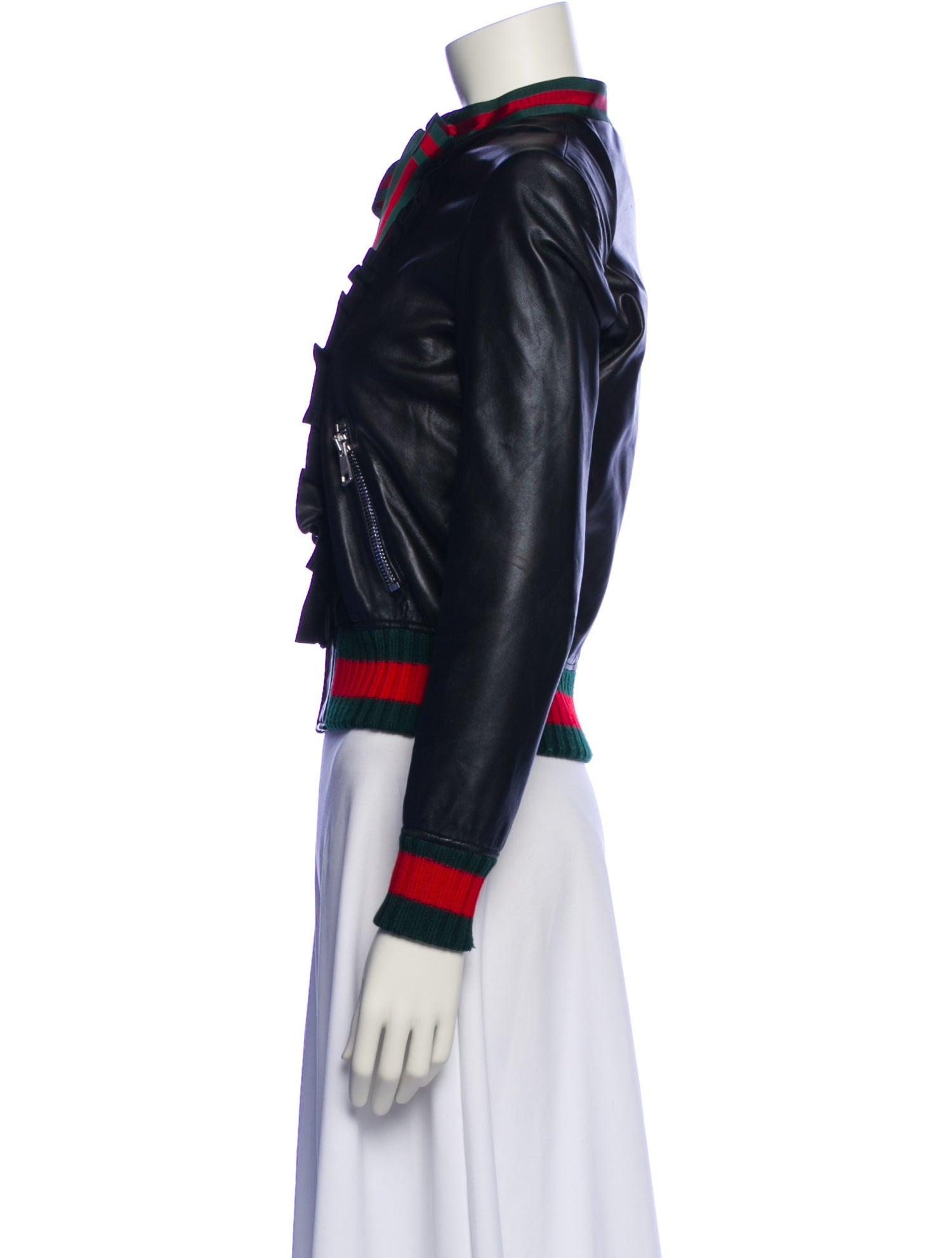 Gucci Leather Colorblock Pattern Biker Jacket
