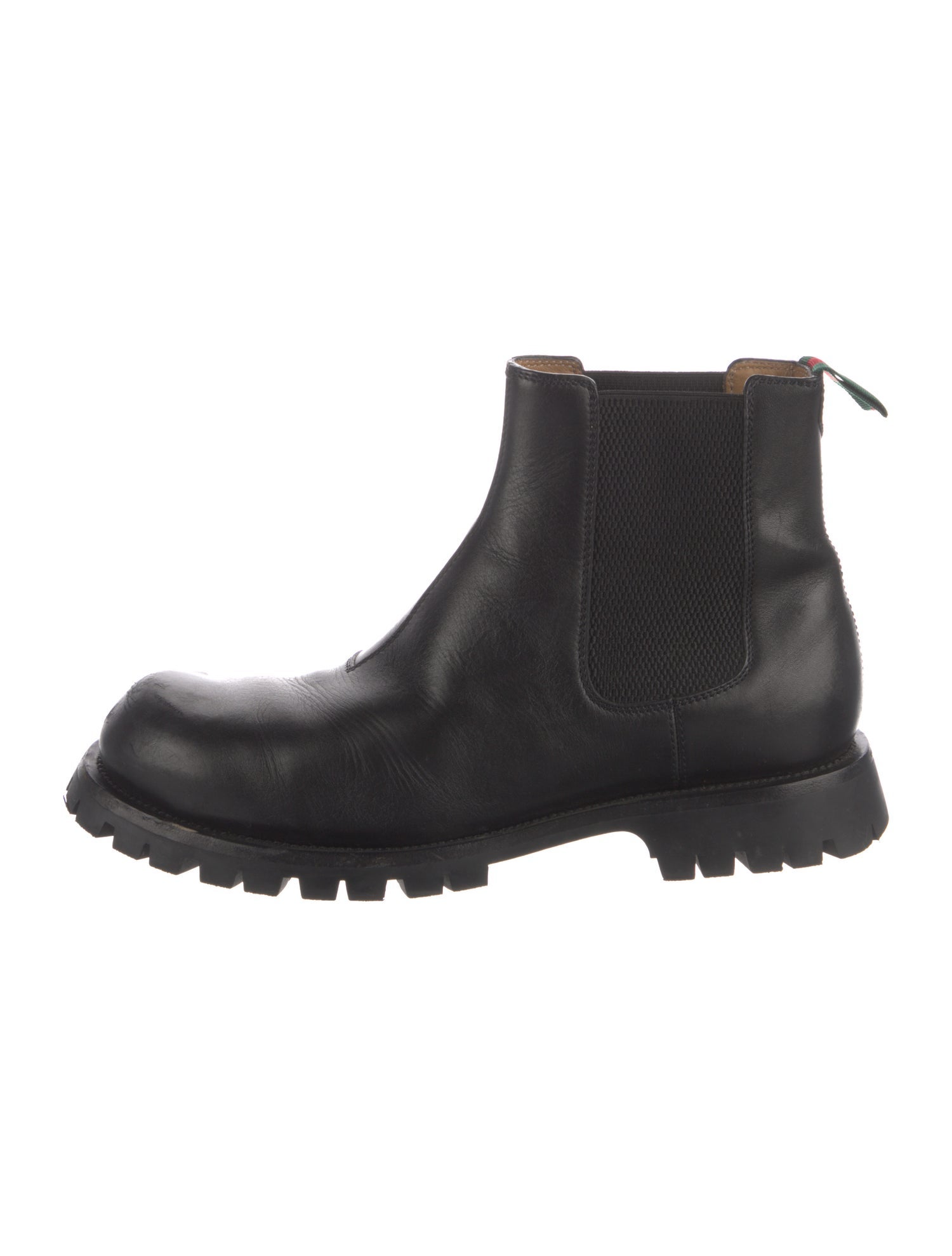 Gucci Web Accent Leather Chelsea Boots