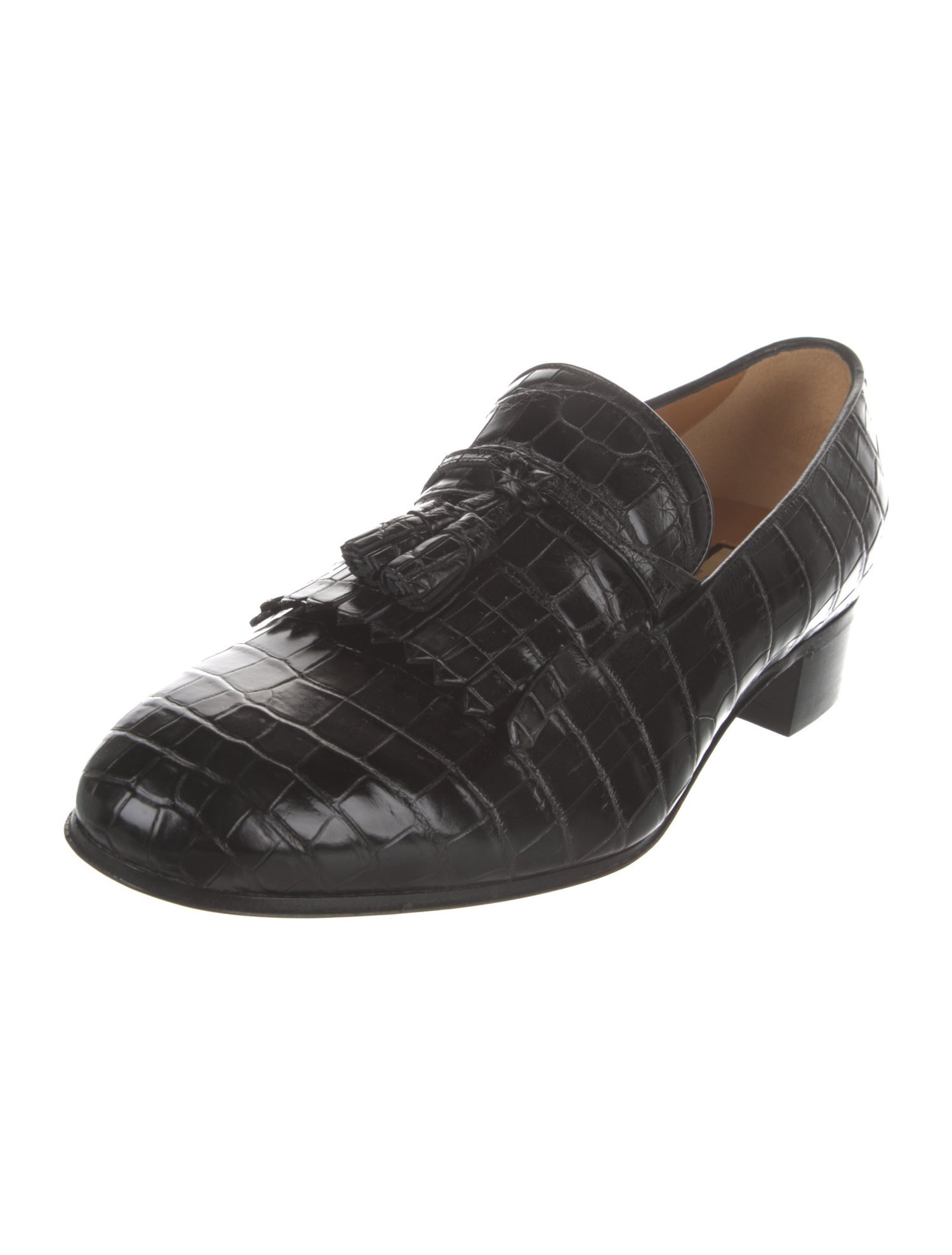 Gucci Interlocking G Logo Embossed Leather Dress Loafers