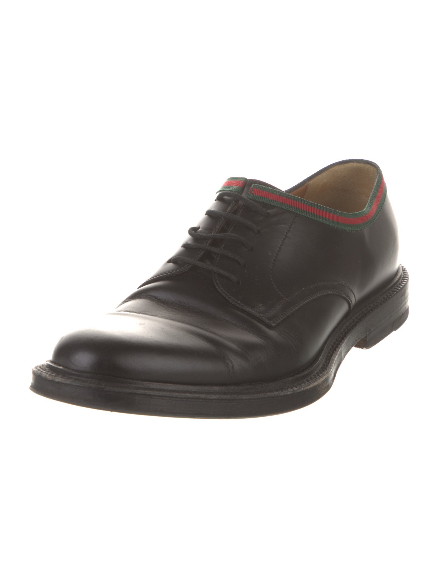 Gucci Web Accent Leather Derby Shoes
