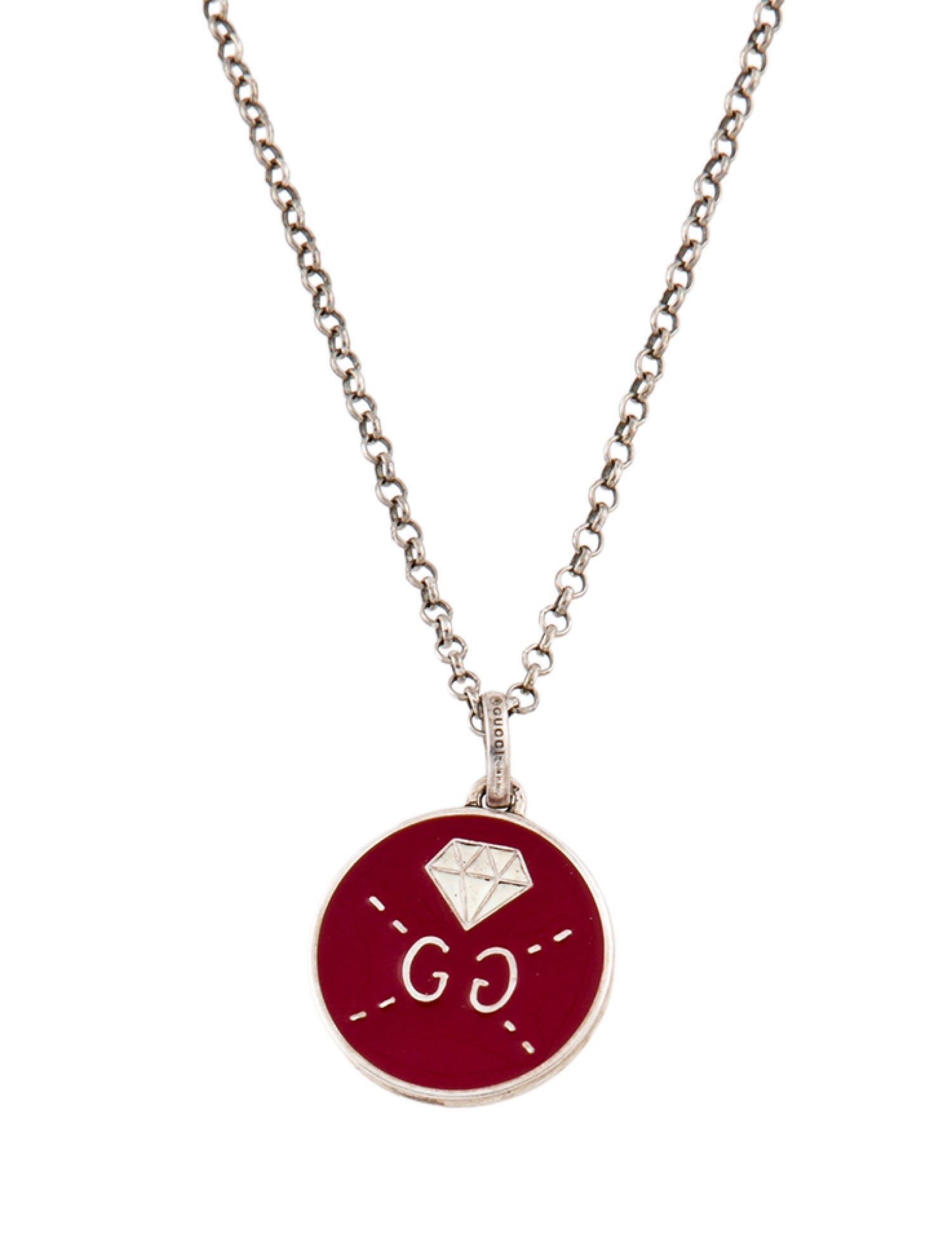 Gucci Ghost Enamel Diamond Pendant Necklace