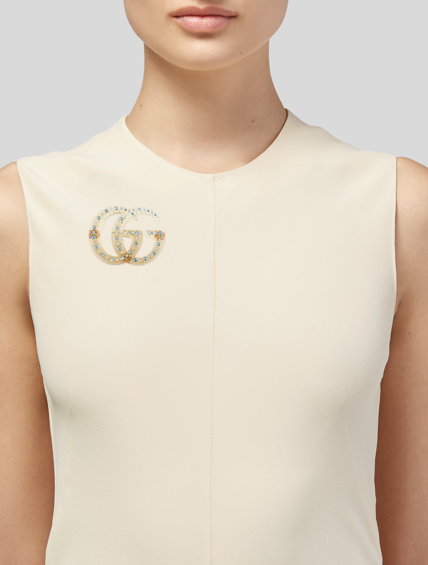 Gucci Crystal & Resin Double G Brooch