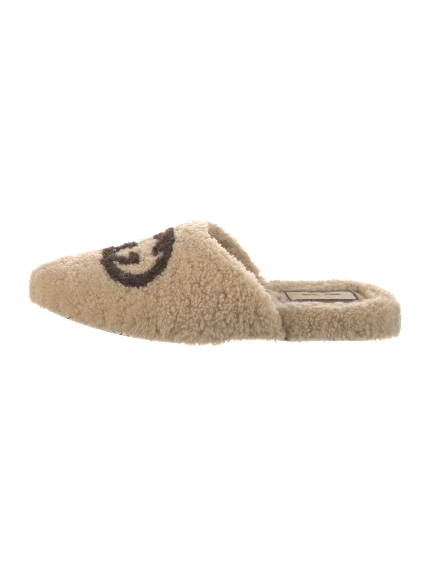 Gucci Interlocking G Logo Shearling Slippers