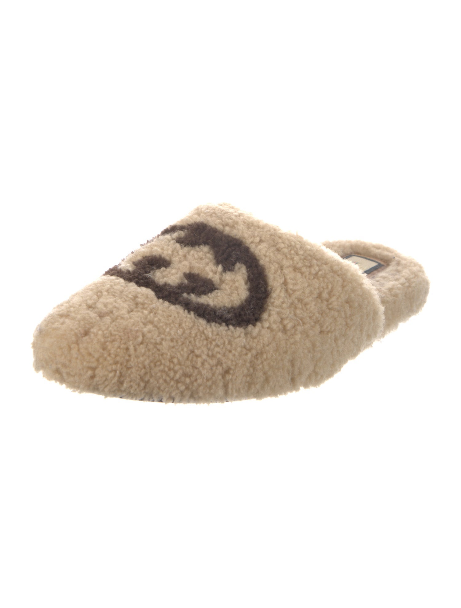 Gucci Interlocking G Logo Shearling Slippers