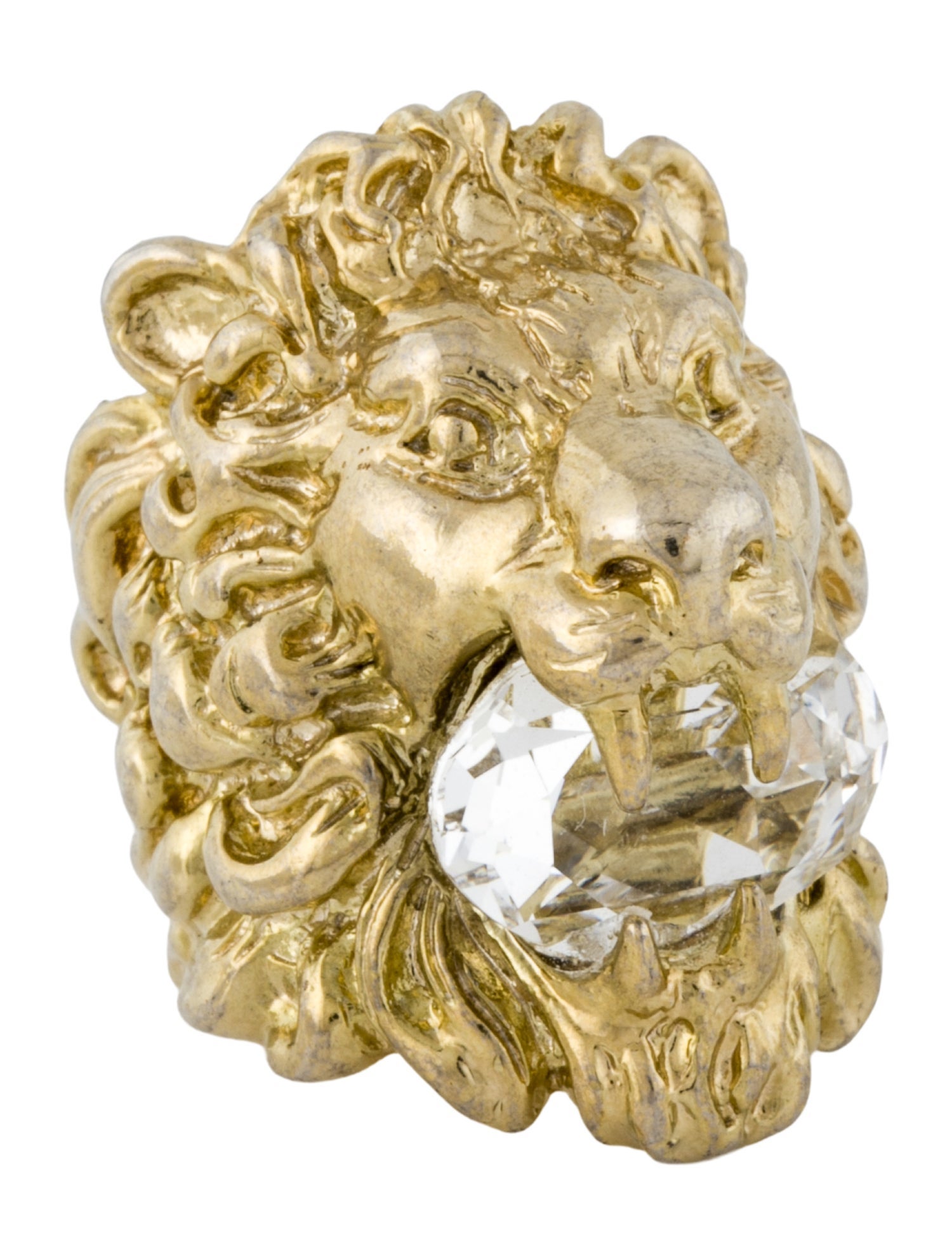 Gucci Crystal Lion Head Cocktail Ring