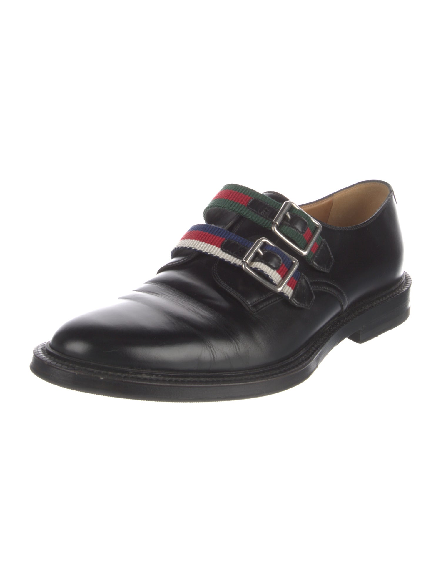 Gucci Web Accent Leather Derby Shoes