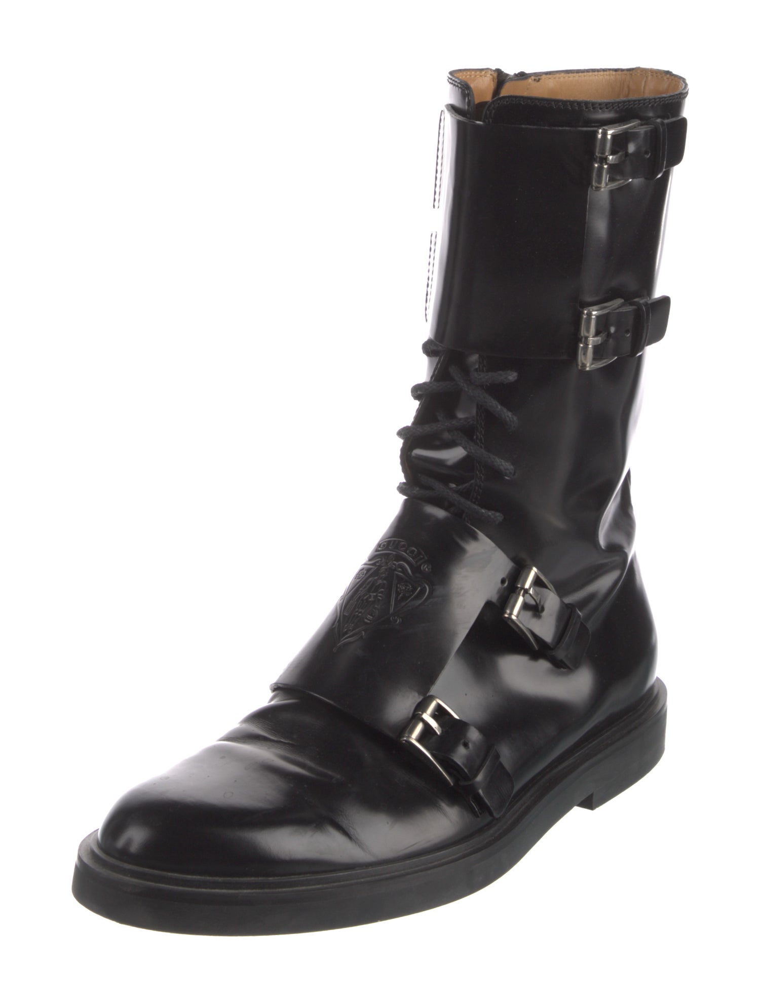 Gucci Patent Leather Moto Boots