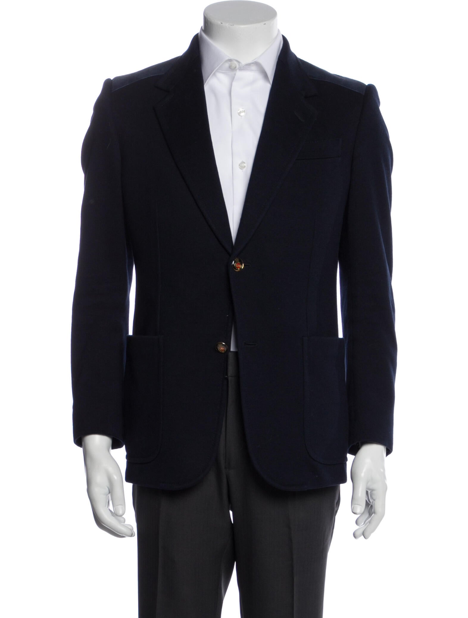 Gucci Leather Trim Embellishment Blazer