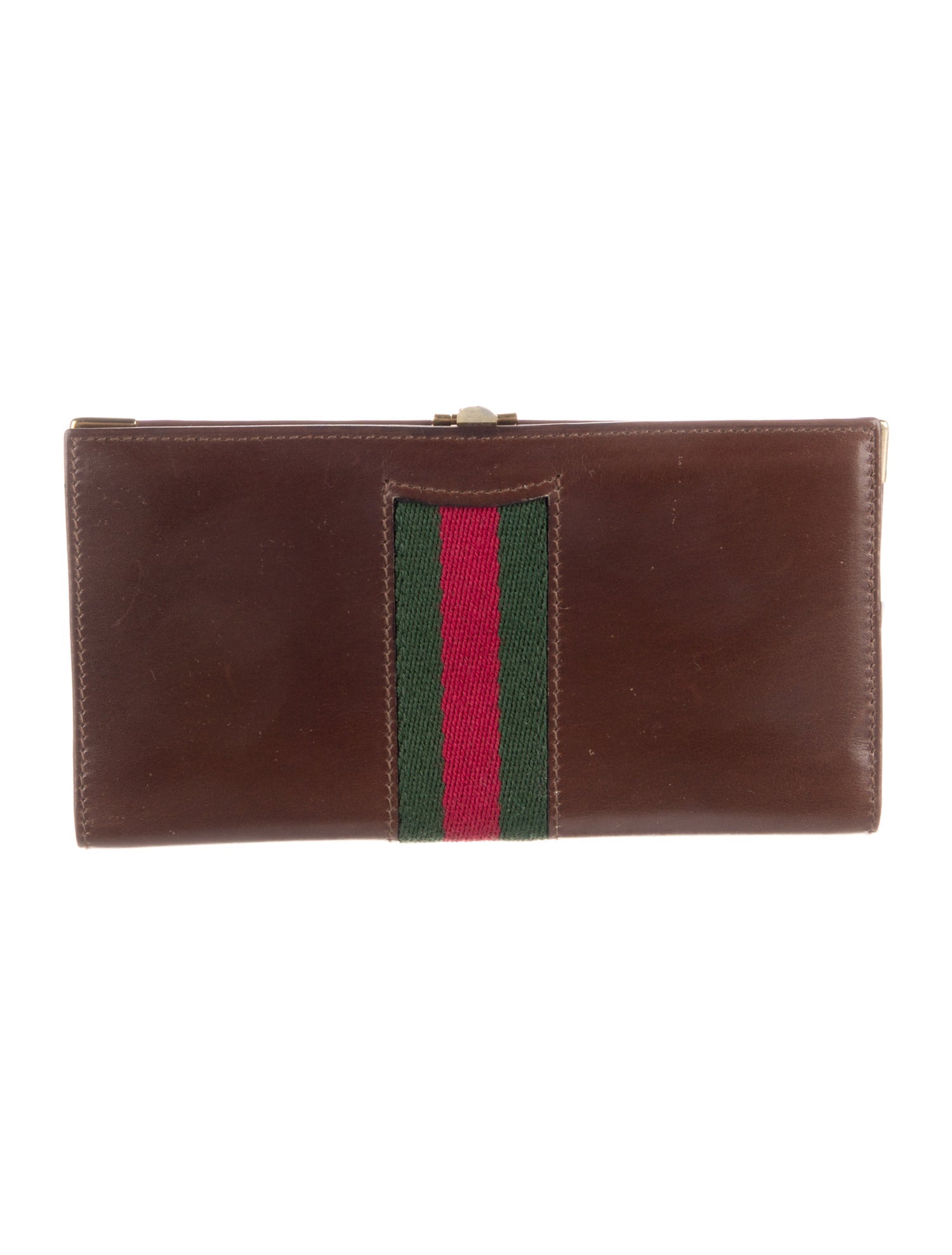 Gucci Web Accent Leather French Purse