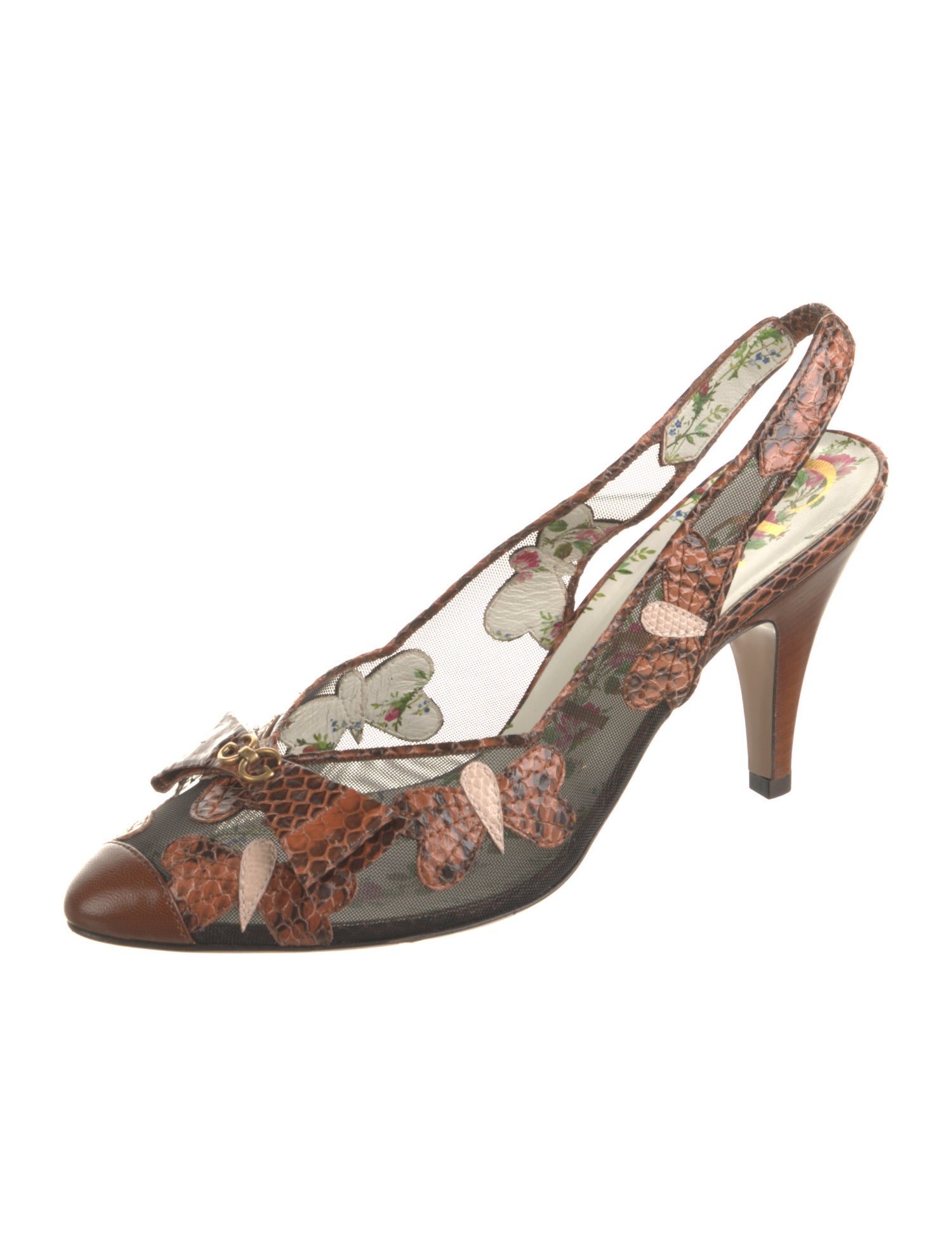 Gucci Snakeskin Animal Print Slingback Pumps