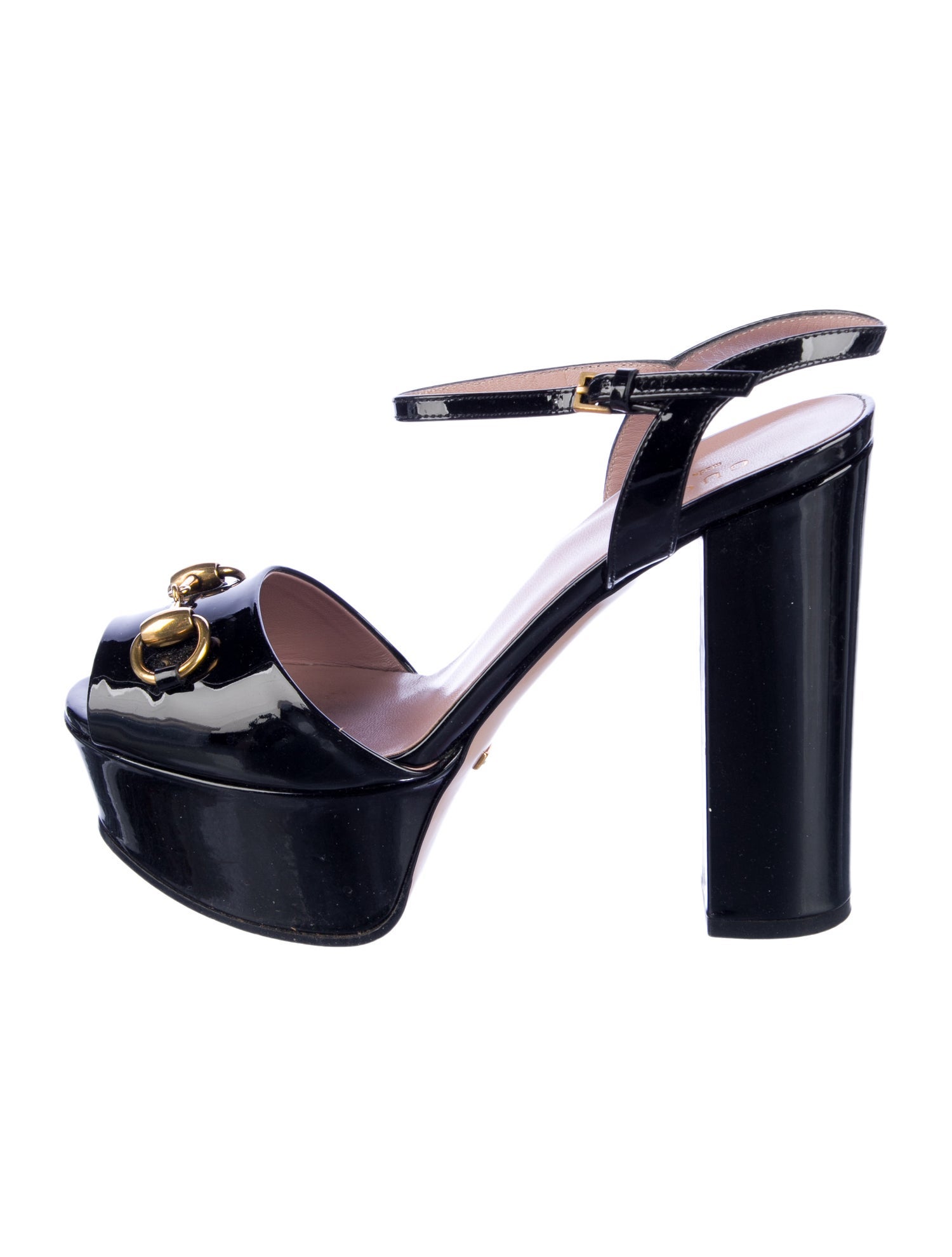 Gucci Horsebit Accent Patent Leather Slingback Pumps