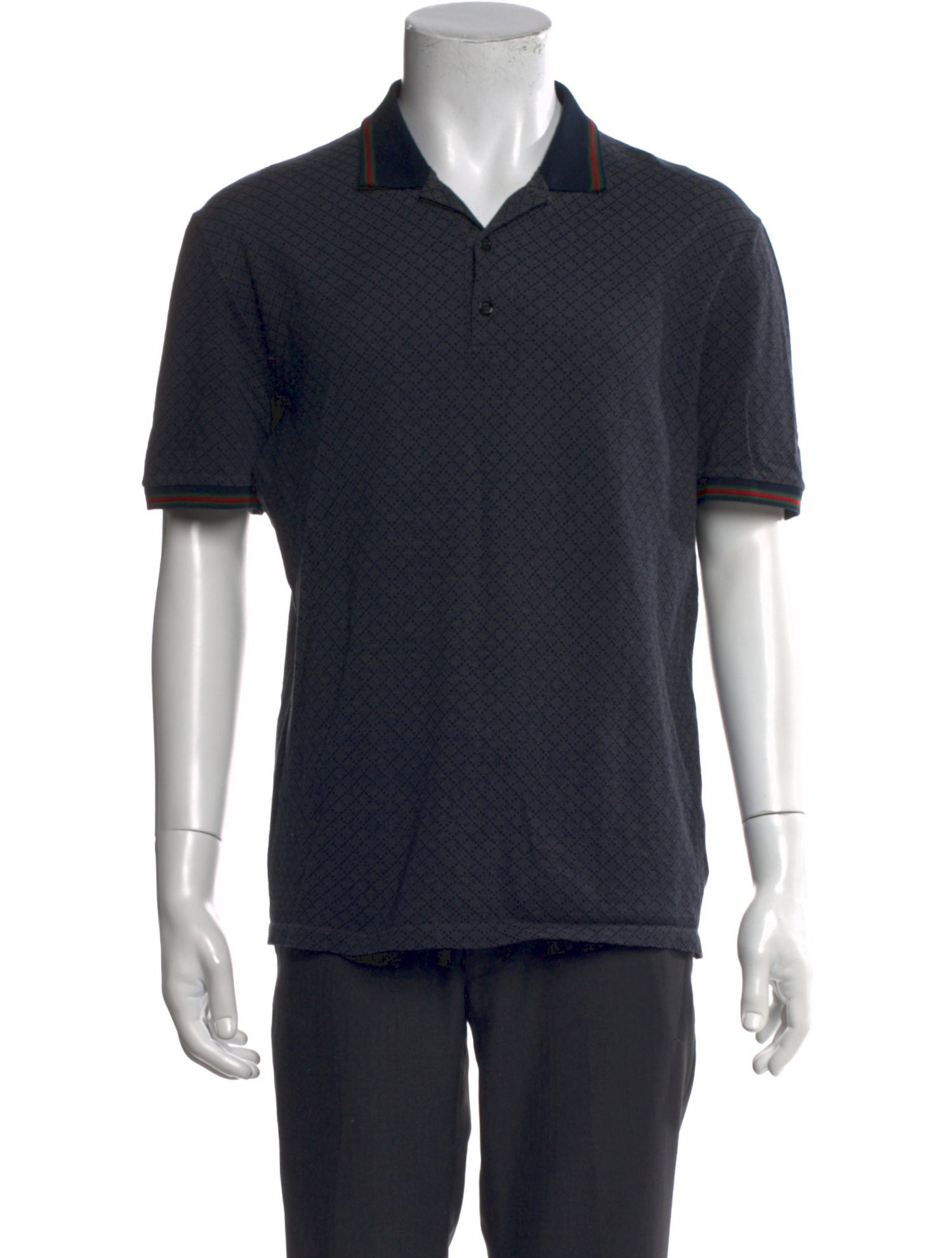 Gucci Web Accent V-Neck Polo Shirt