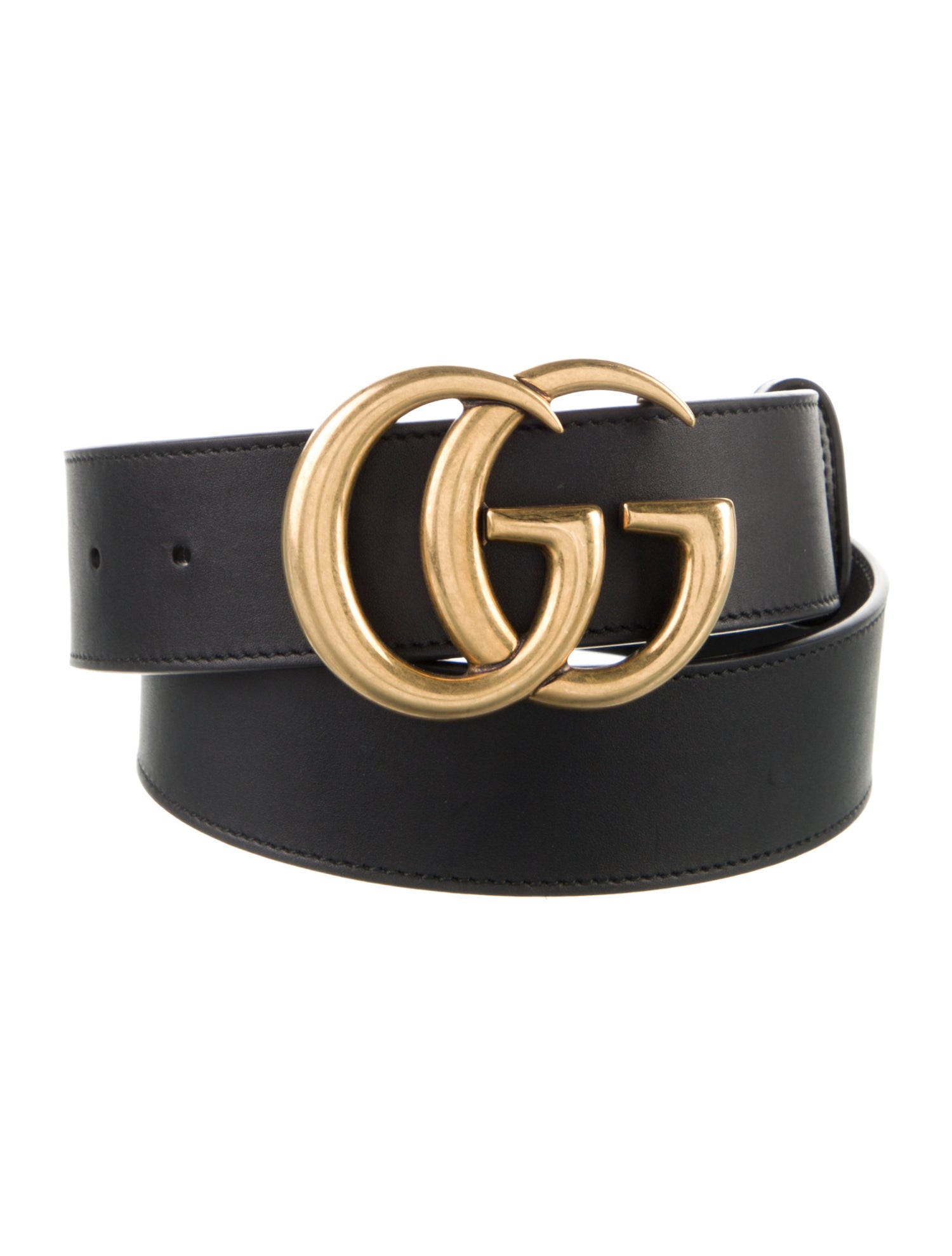 Gucci Double G Logo Leather Belt